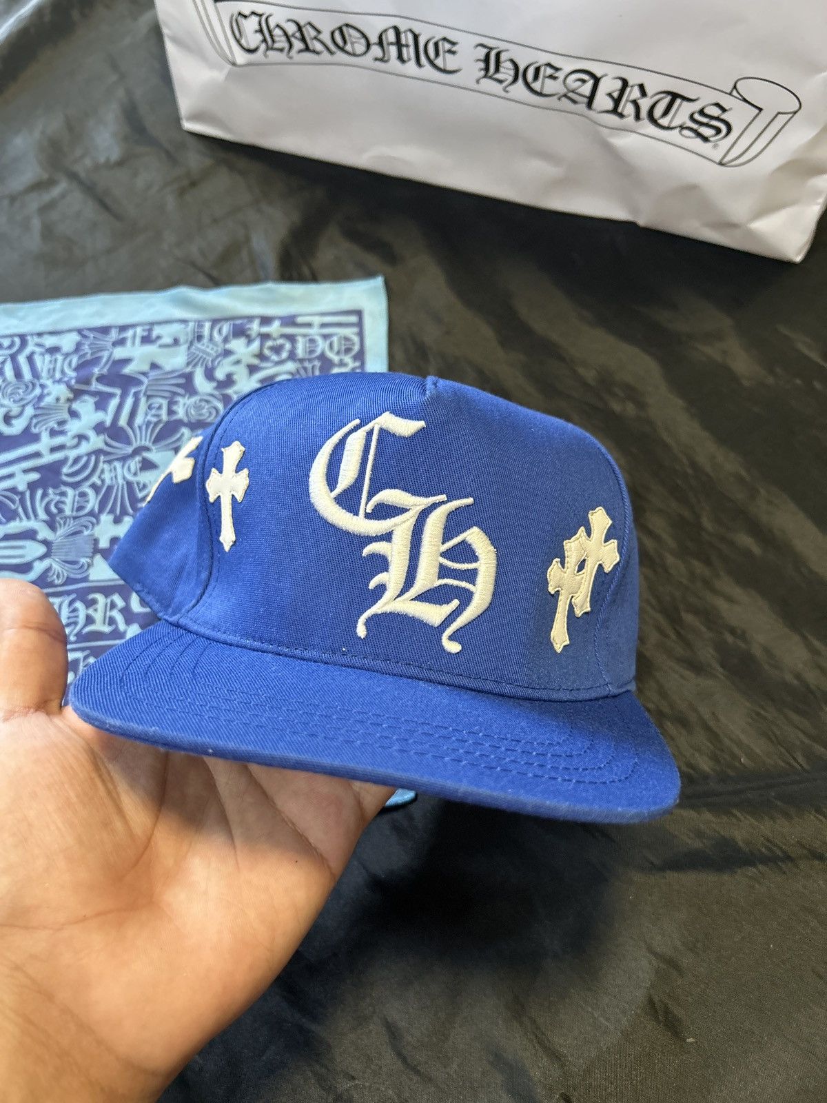 Chrome Hearts Chrome Hearts Blue/White Patches BaseBall Hat Size ONE SIZE - 2 Thumbnail