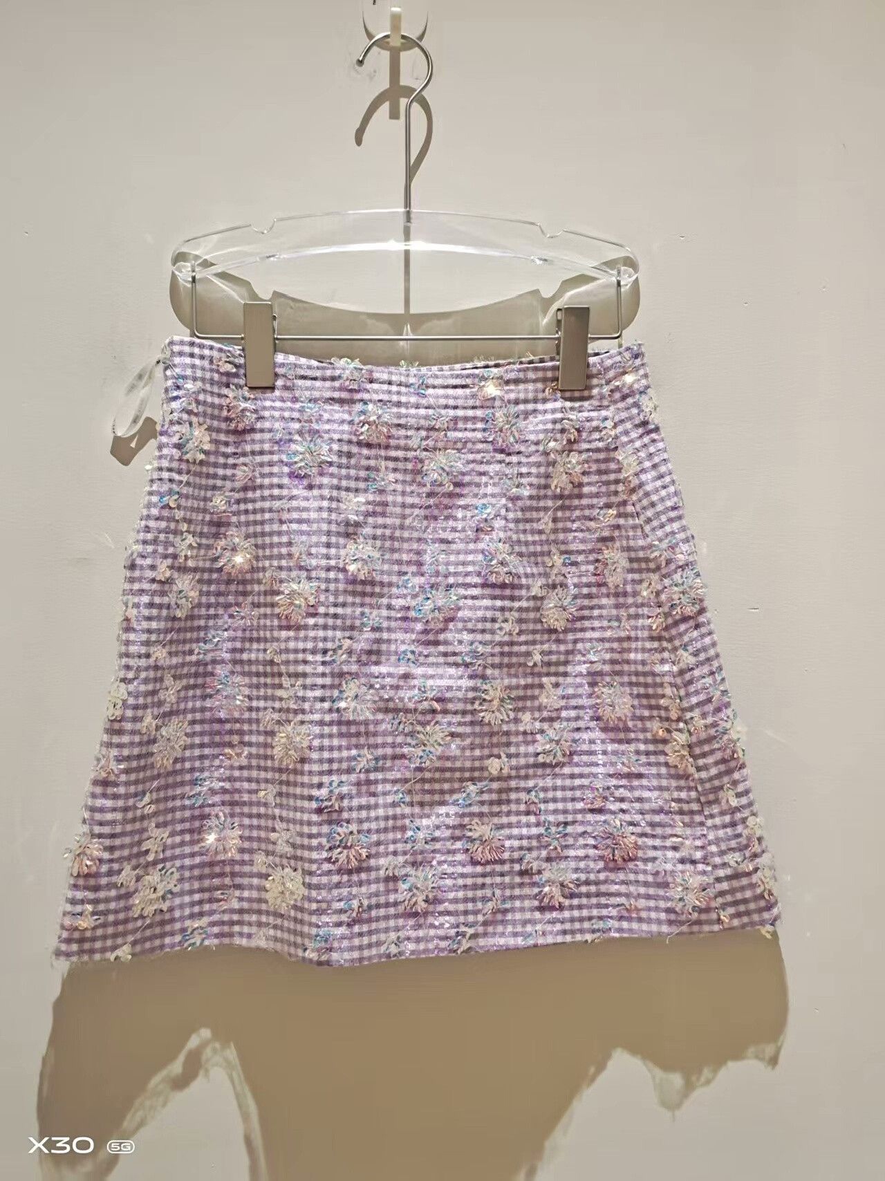 Other Ann Teano Butterfly Tulle Plaid Purple Skirt Size 32" / US 10 / IT 46 - 1 Thumbnail