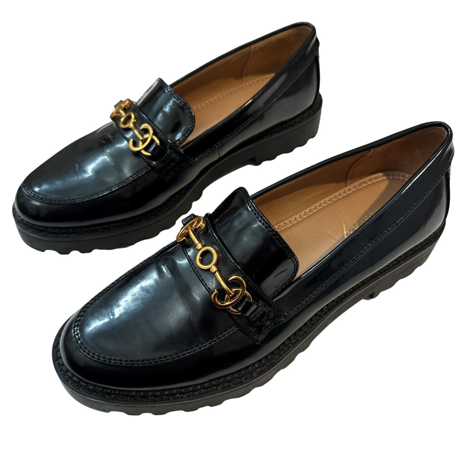Sam Edelman Circus NY by Sam Edelman Deana Lug Sole Loafers Black Patent Size US 10 / IT 40 - 2 Thumbnail