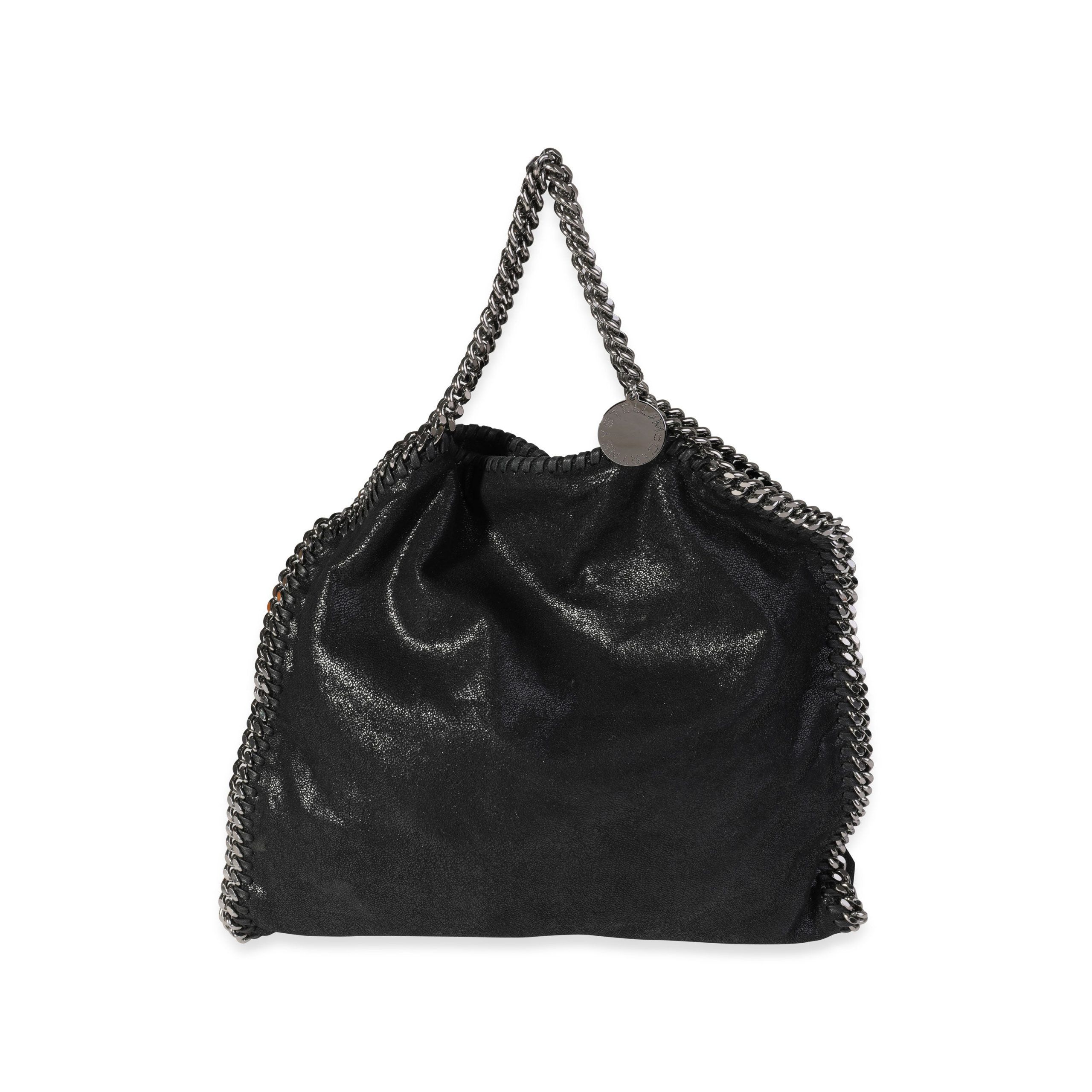 image of Stella Mccartney Black Shaggy Deer Falabella Fold-Over Tote, Women's