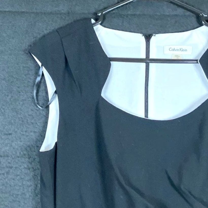 Calvin Klein Calvin Klein Womens Dress Black Sleeveless Ruched Side Back Zip Stretch 10 Size L / US 10 / IT 46 - 4 Thumbnail