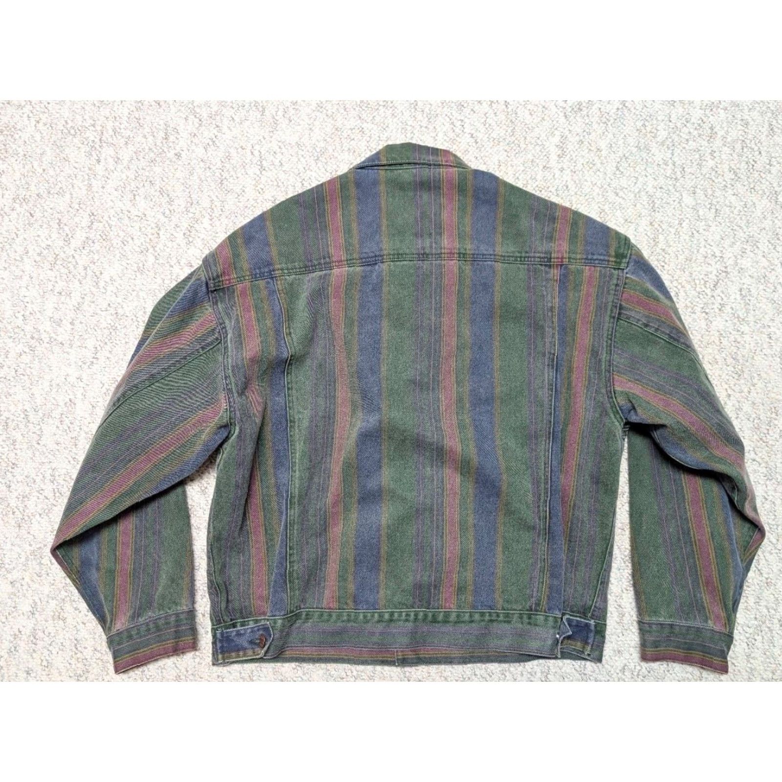Denime VINTAGE Structure denim striped trucker jacket 1990s blue green Mens S denim jacket, striped, trucker, vintage, 1990s, Structure Mens S Size US 29 - 2 Thumbnail