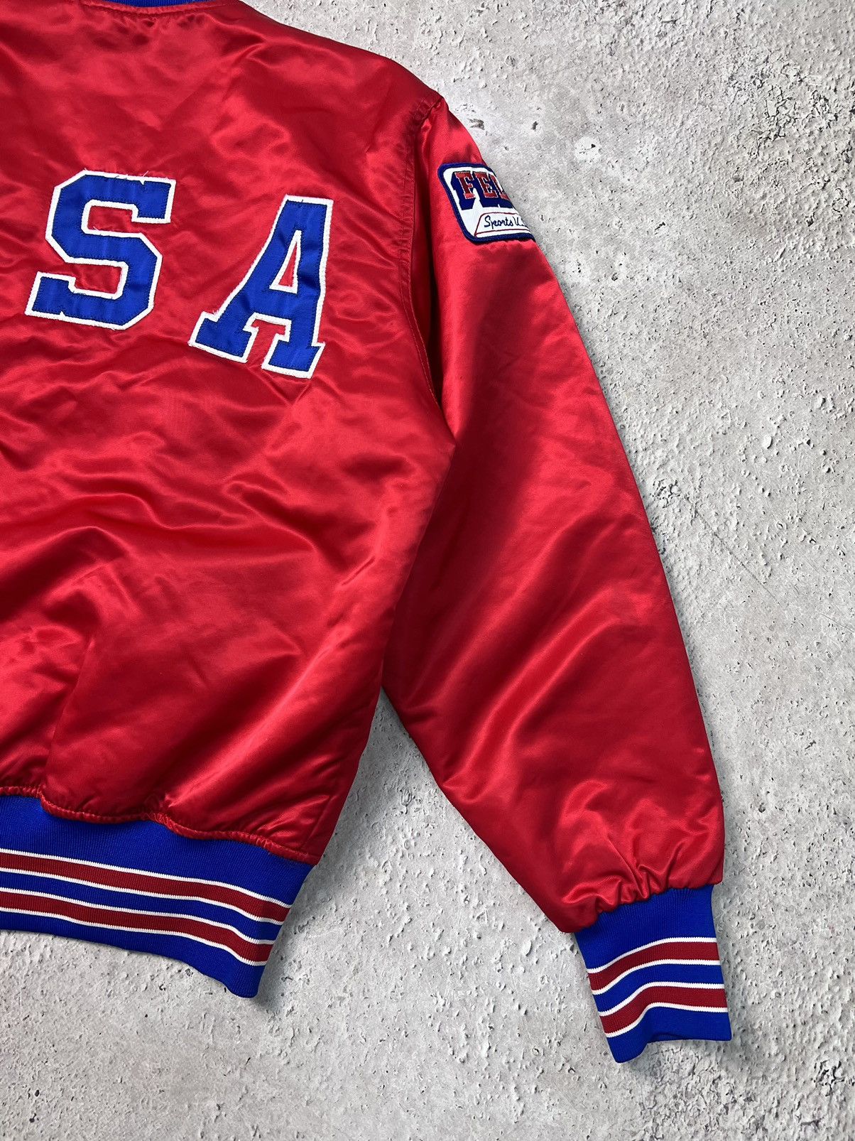 Fubu × Vintage Vintage USA Satin Bomber Jacket Varsity 05 Two Tone 2000s Size US L / EU 52-54 / 3 - 13 Thumbnail