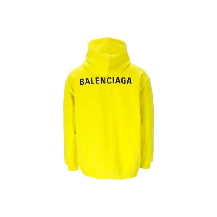 Balenciaga Balenciaga Balenciaga SS21 Logo Drawstring Hoodie in Yello Size US S / EU 44-46 / 1 - 1 Thumbnail