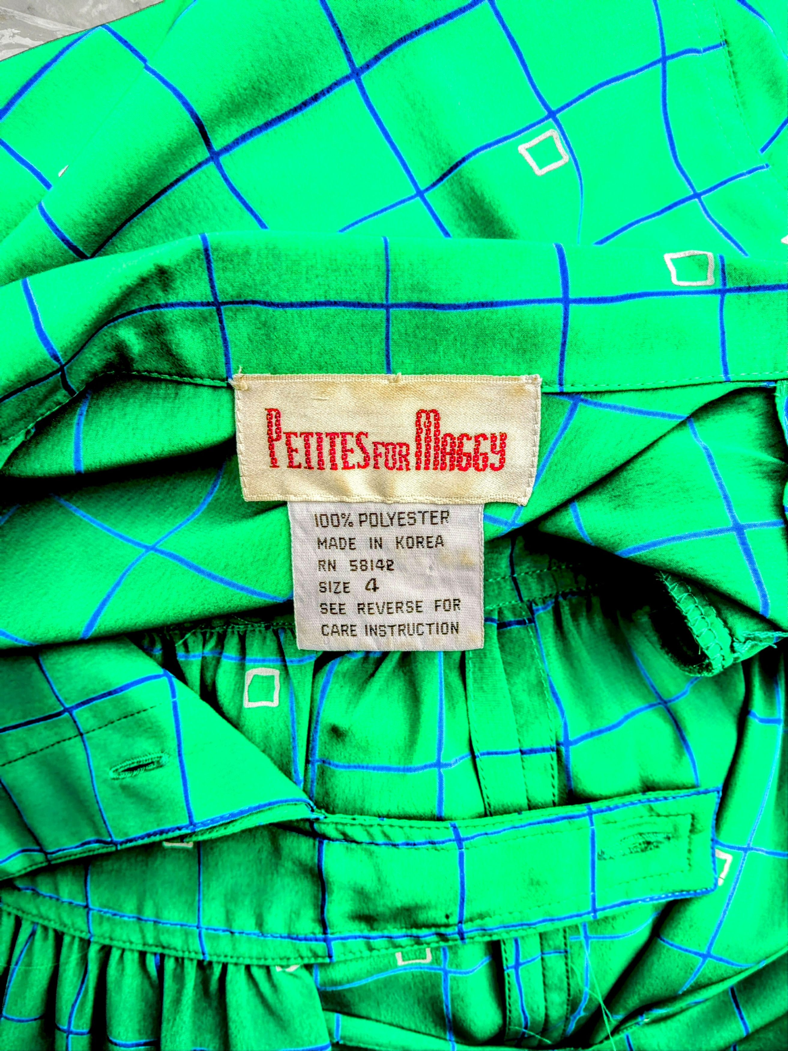 Vintage VTG Petites for Maggy 1980s Squares Graphic Midi Shirt Dress Size S / US 4 / IT 40 - 5 Thumbnail