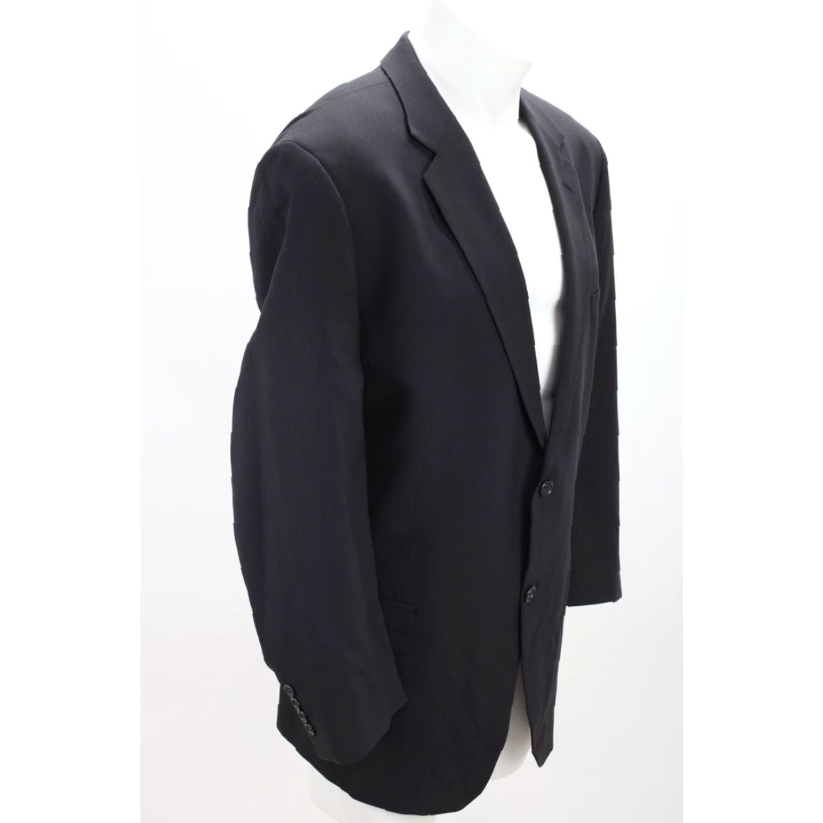 Pronto Uomo VINTAGE Pronto Uomo Blazer Mens 48R Black Wool Notch Lapel 2-Button Single-Breasted Regular Fit Dress Coat Men’s Size 48 Mens Black Size 48R - 3 Thumbnail