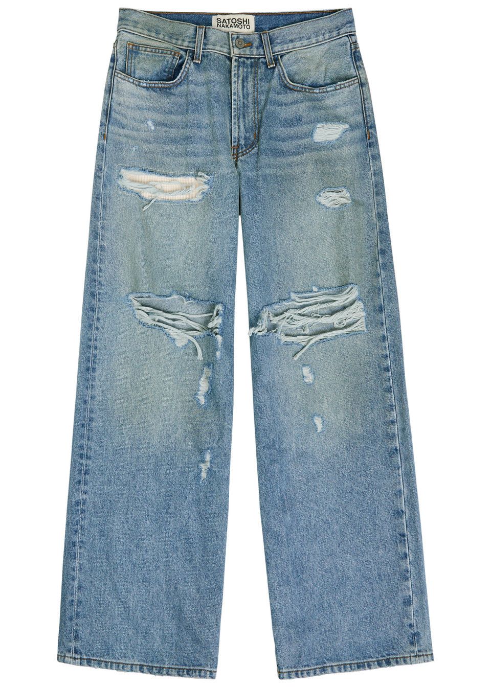Satoshi Nakamoto Satoshi Nakamoto Blessed Distressed Denim Jeans Size US 32 / EU 48 - 1 Thumbnail