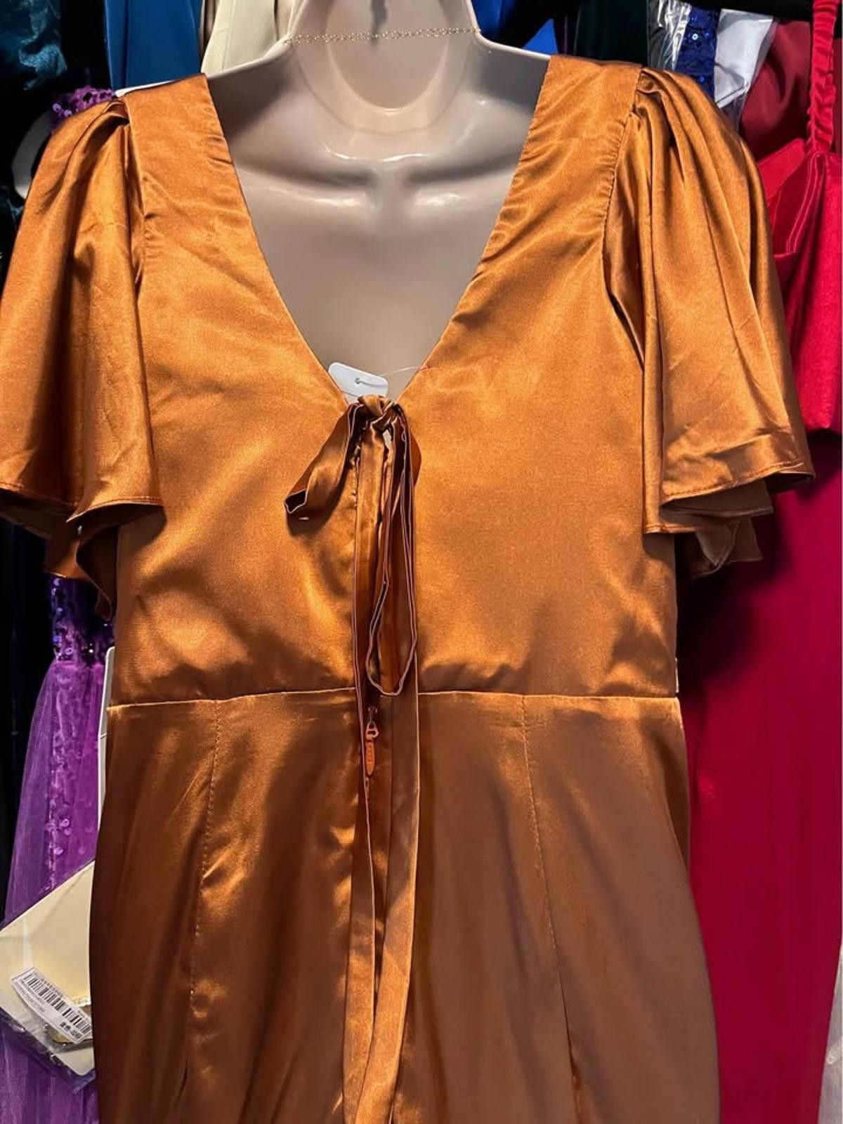 Other Dark gold/ copper colored Sz 10 satin gown Size XL / US 12-14 / IT 48-50 - 5 Thumbnail