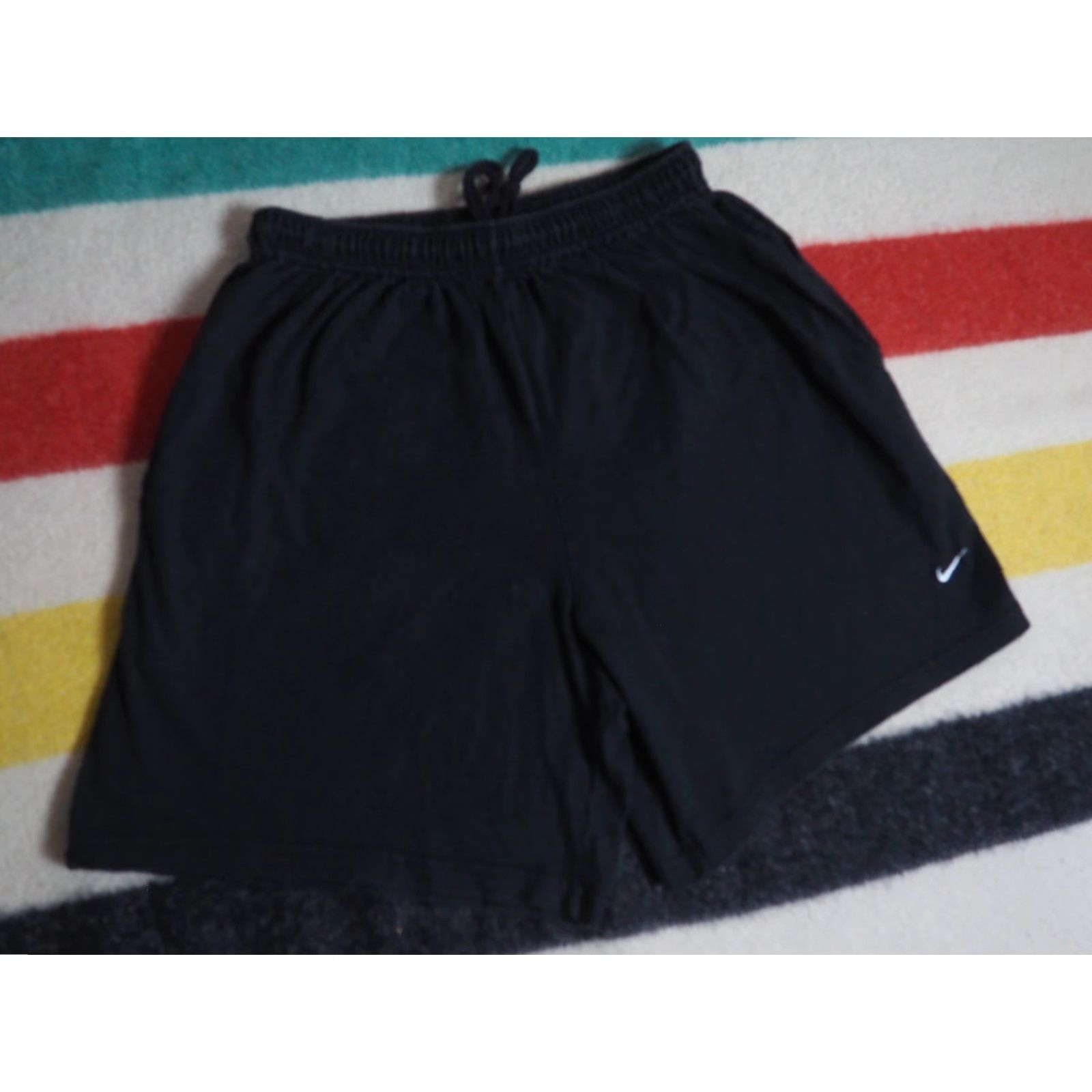 Nike VTG 90s Nike Black Cotton Mini Swoosh 32W Logo Elastic Shorts Womens L Size 36" / US 14 / IT 50 - 2 Thumbnail