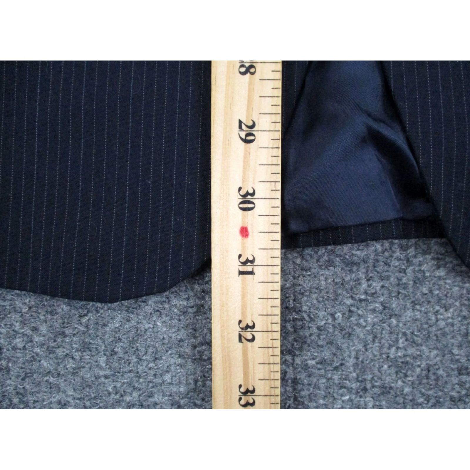 Yves Saint Laurent VINTAGE Yves Saint Laurent Blazer Jacket Mens 42 Navy Striped Tuxedo Style Four-Button Two-Button Inner Pockets Blue Cotton Casual Business Jacket Size 42R - 4 Thumbnail