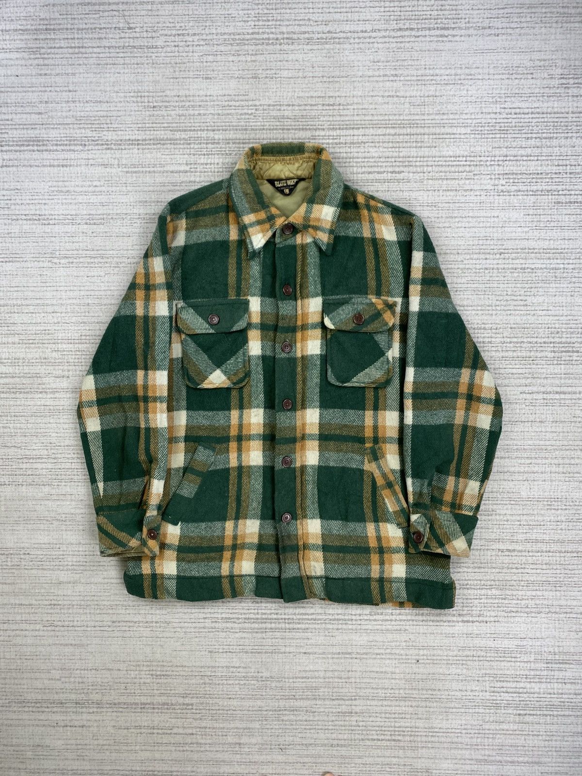 If Six Was Nine × Japanese Brand × Vintage Vintage Blue Way Checked Flannel Button Wool Jacket Size US M / EU 48-50 / 2 - 1 Thumbnail