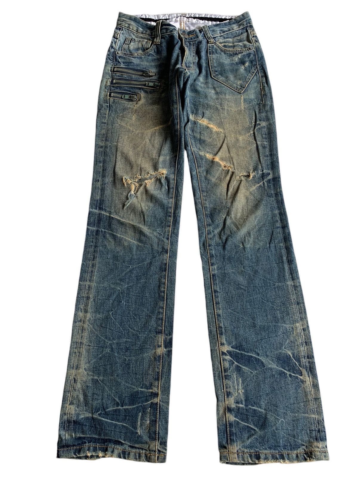 Tornado Mart Army Of No! Skull Punk Style Japanese Distressed Denim🎌☠️ Size US 29 - 2 Thumbnail