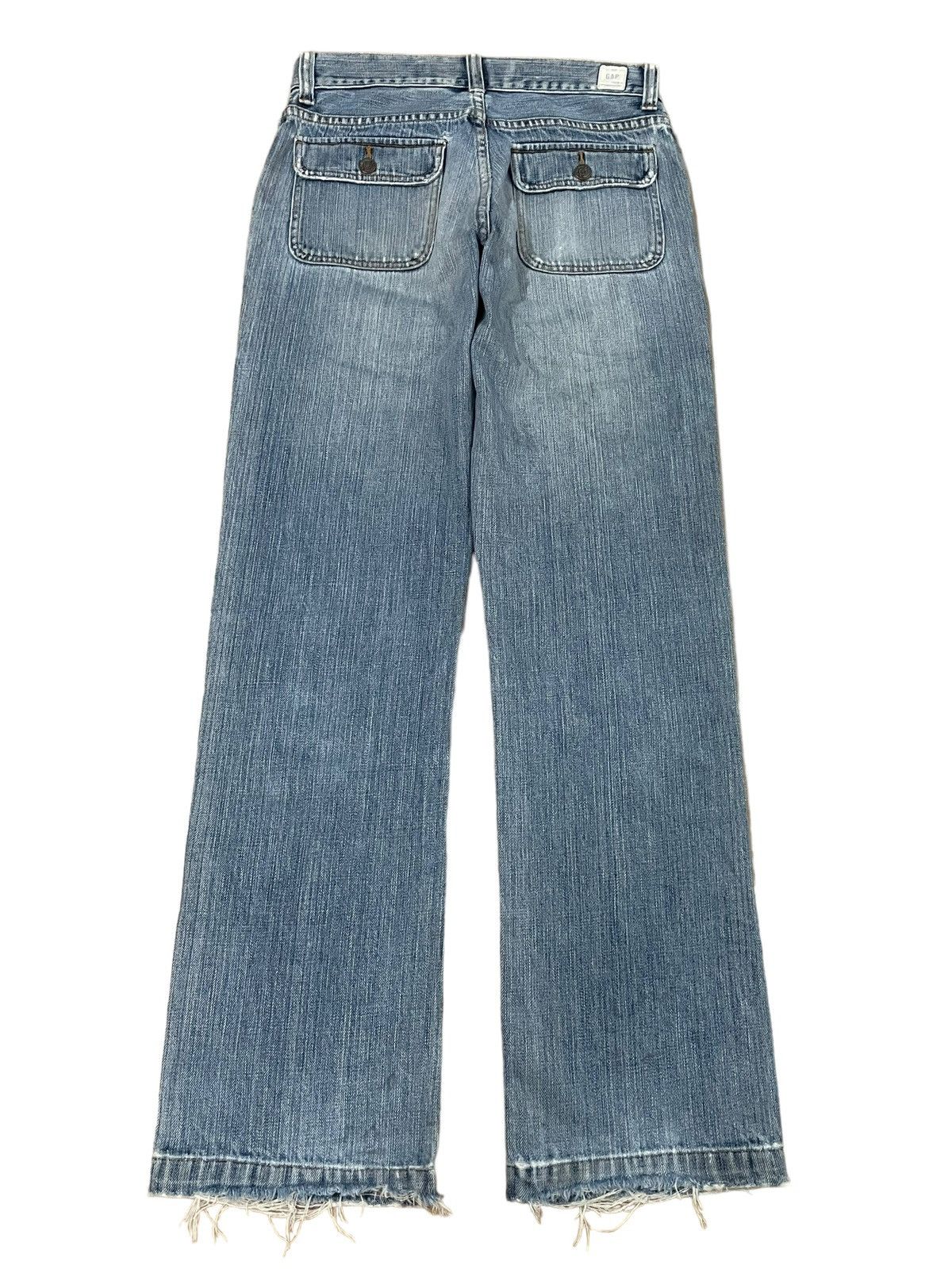 Gap Vintage Y2K Gap Army Blue Wash Crazy Pocket Straight Jeans Size US 29 - 2 Thumbnail