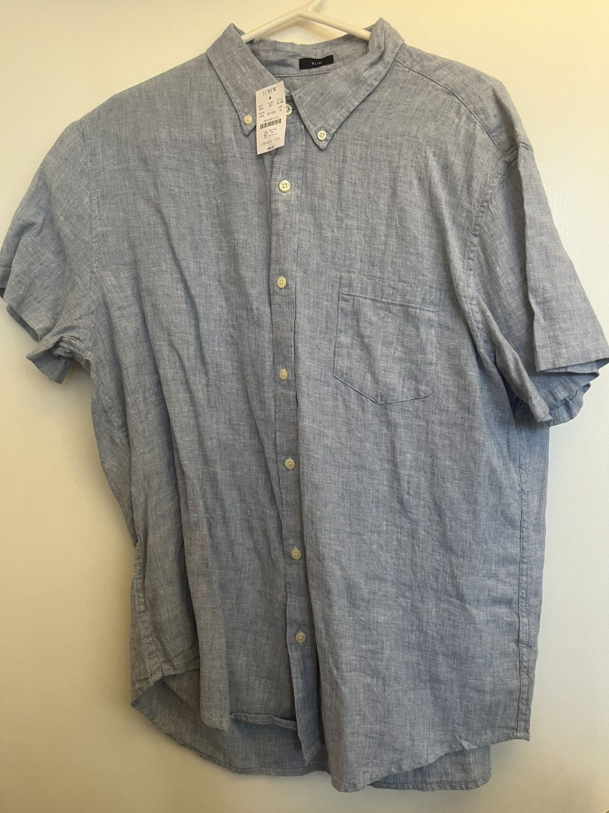 J.Crew J.CREW Men's Slim Fit Linen NWT XL Shirt Blue Size US XL / EU 56 / 4 - 1 Thumbnail
