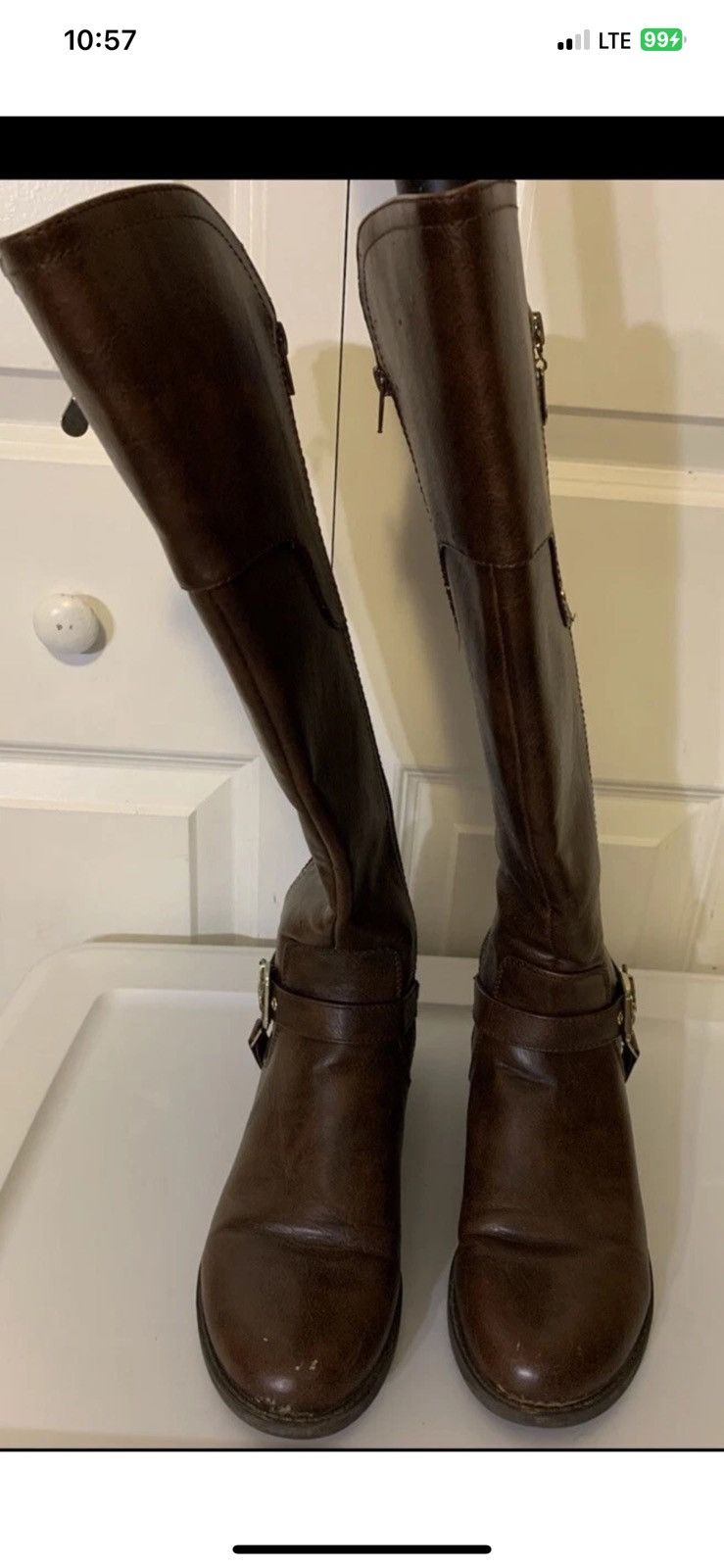 Guess G by Guess womens sz 9M tall riding boots faux leather zip Size US 9 / IT 39 - 4 Thumbnail