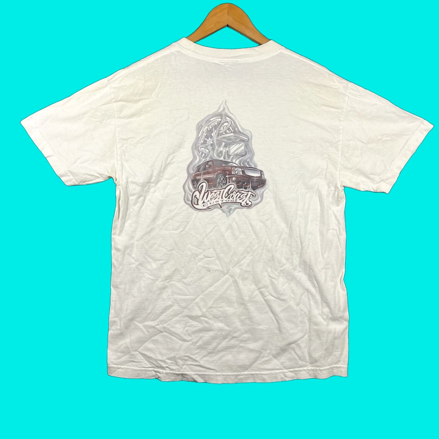 Vintage VINTAGE West Coast Customs T-Shirt Mens L White Graphic Print 90s Cars Hip Hop Biker Vintage Mens L Size US L / EU 52-54 / 3 - 1 Thumbnail