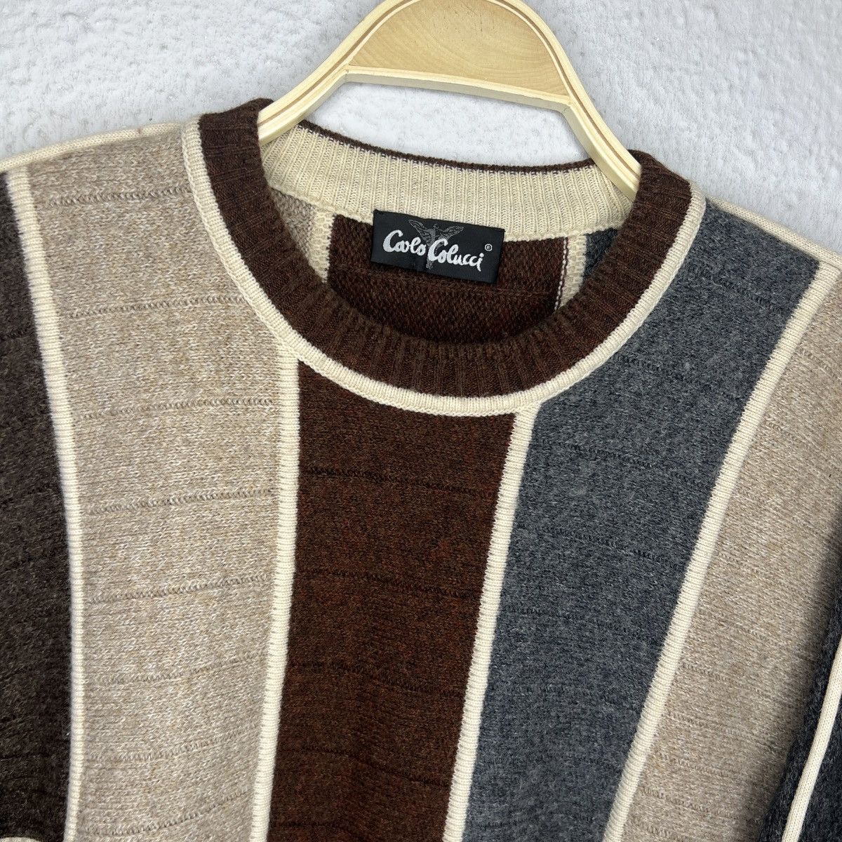Carlo Colucci Carlo Colucci Coogi Style Jumper Knitwear Sweater Wool Beige Size US XL / EU 56 / 4 - 4 Thumbnail