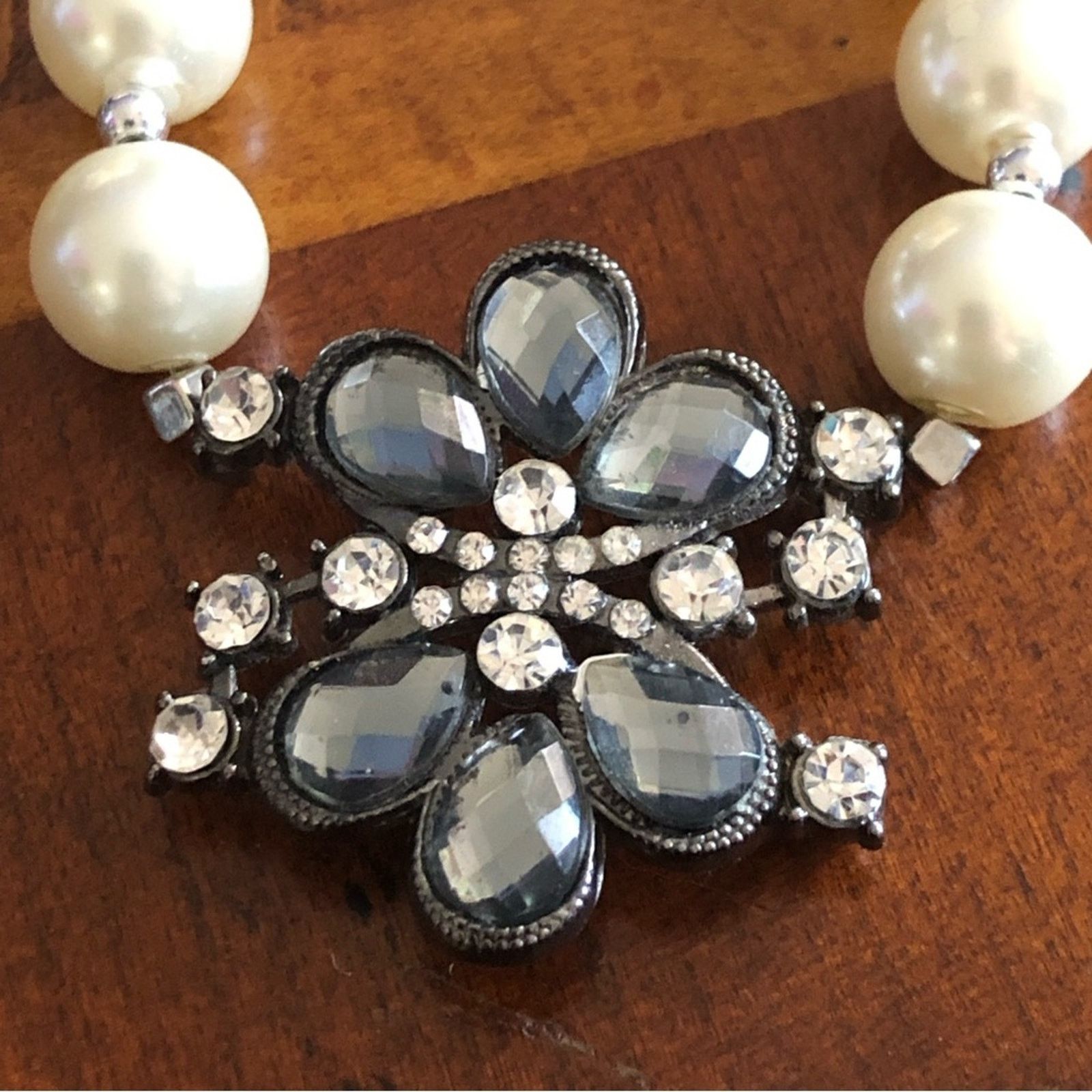 Handmade Handcrafted faceted glass bead Pearl floral pendant necklace Size ONE SIZE - 7 Thumbnail