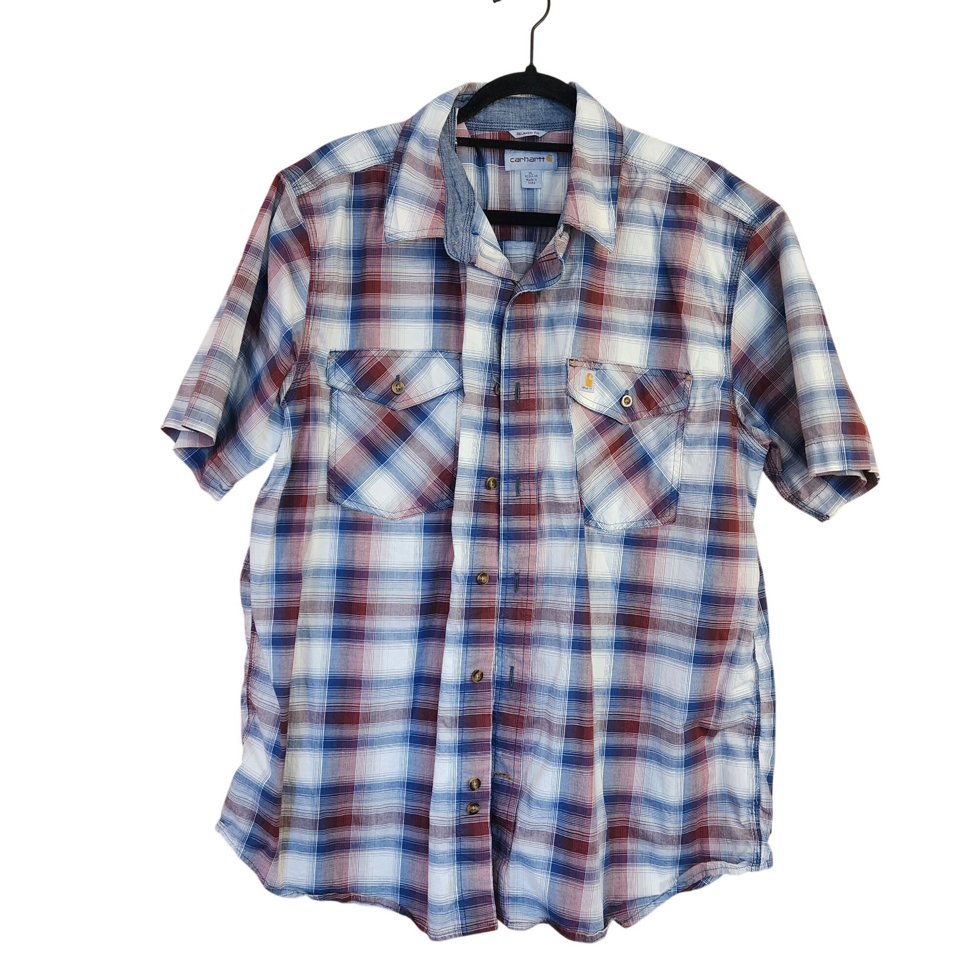 Carhartt Carhartt Shirt Plaid Relaxed Fit Short Sleeve Button Up Mens Size US XL / EU 56 / 4 - 1 Thumbnail