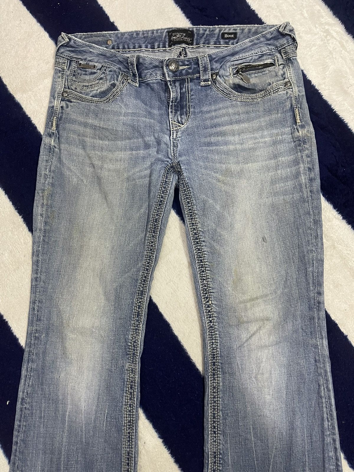 Japanese Brand Ne Rock for Express Distressed Flare Jeans (14) Size 33" - 16 Thumbnail