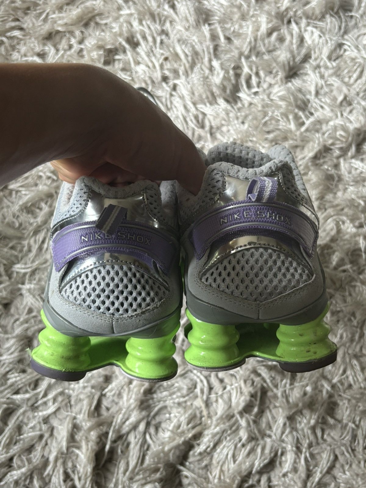 Nike Nike Shox in Silver/Lilac/Slime Green Size US 10.5 / EU 43-44 - 4 Thumbnail
