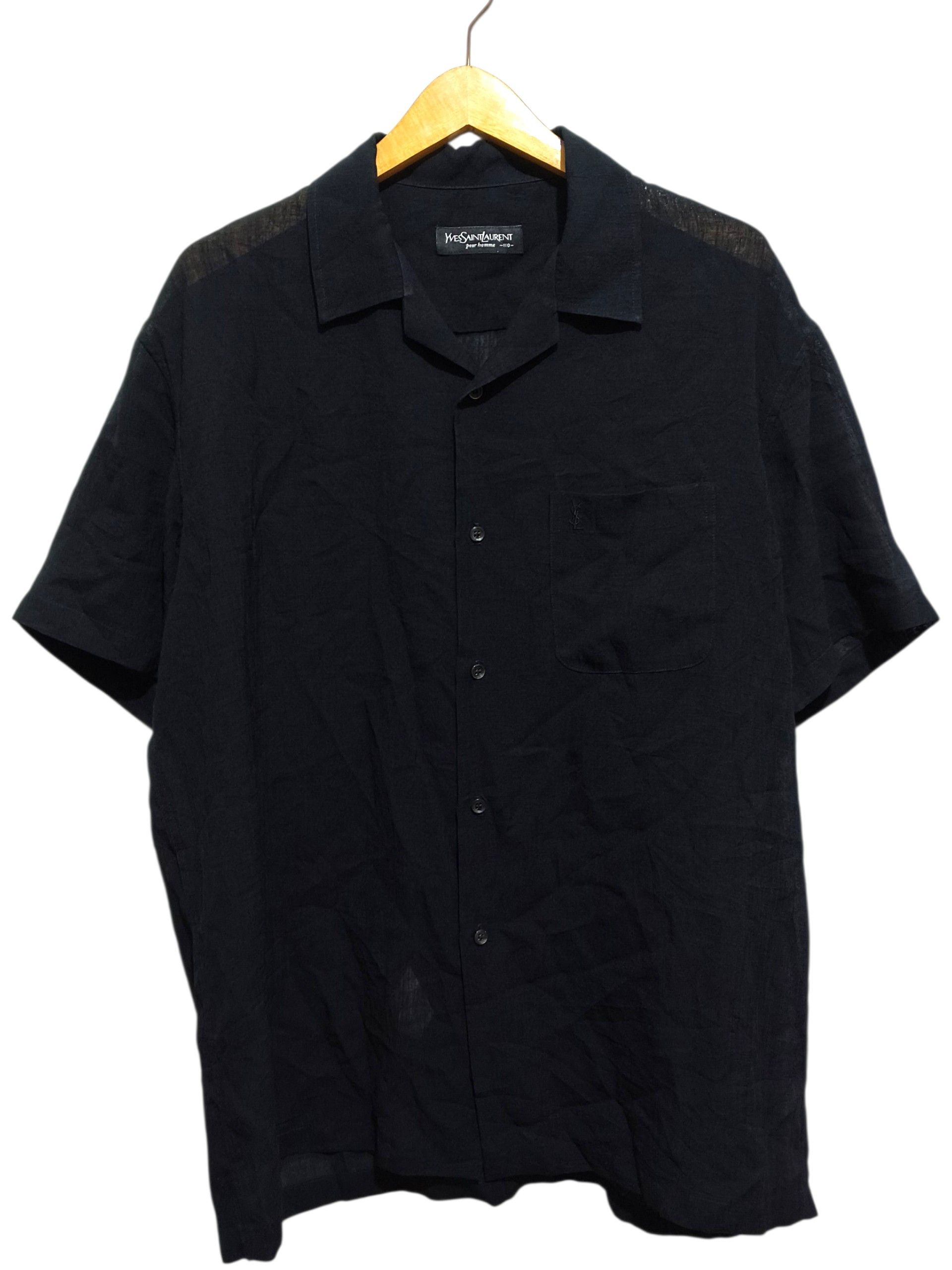 Yves Saint Laurent Yves Saint Laurent Pour Homme Black Sheer Open Collar shirt Size US L / EU 52-54 / 3 - 1 Thumbnail