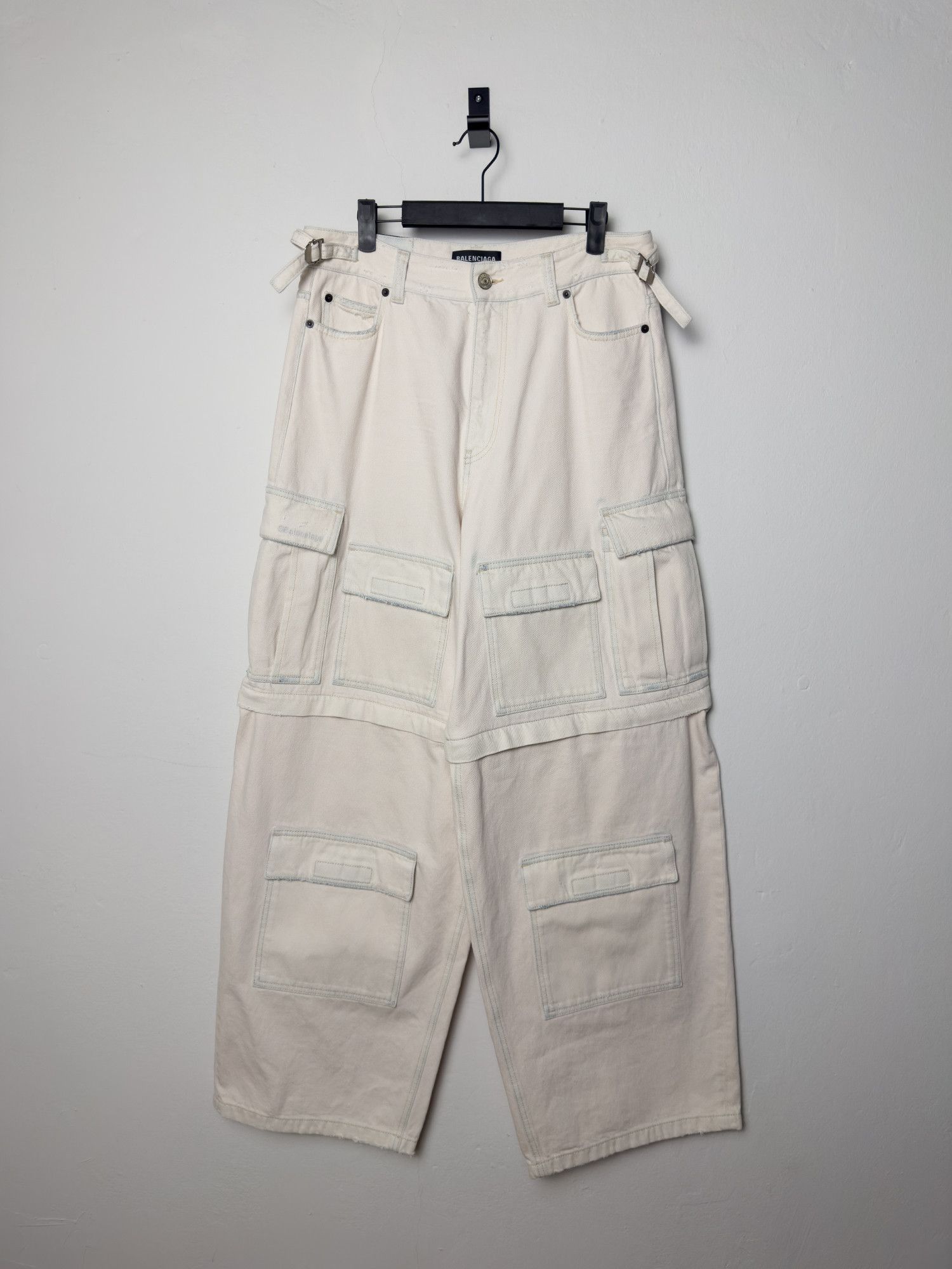 image of Balenciaga Convertible Cargo Pants in Cream, Men's (Size 30)