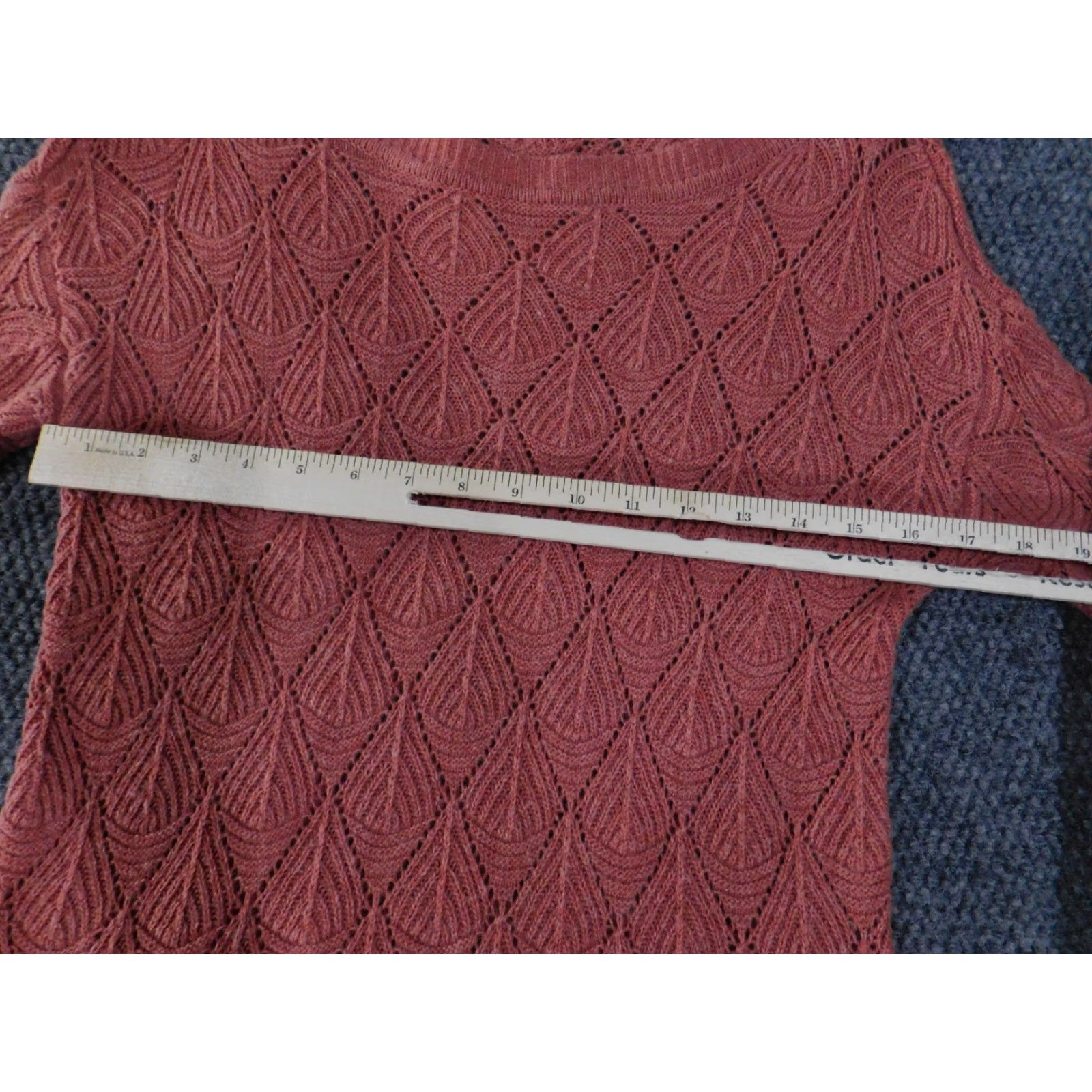 Loft LOFT Womens Small Rust Red Long Sleeve Knit Pullover Diamond Pattern Sweater Crew Neck Pullover Regular Fit Casual Size S / US 4 / IT 40 - 6 Thumbnail