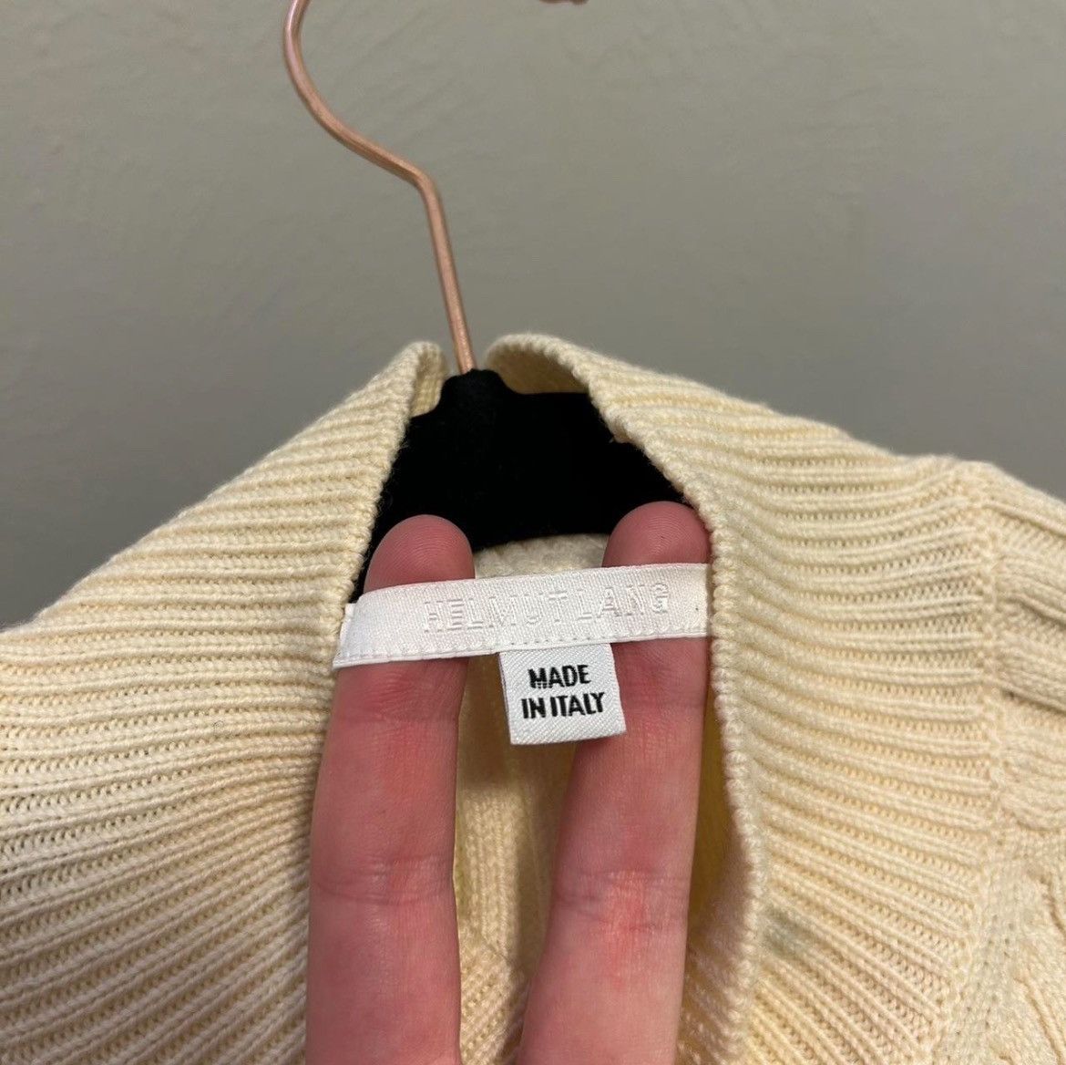 Helmut Lang 2004 Helmut Lang Mock Neck Long Ivory Knit Sweater Size US L / EU 52-54 / 3 - 3 Thumbnail