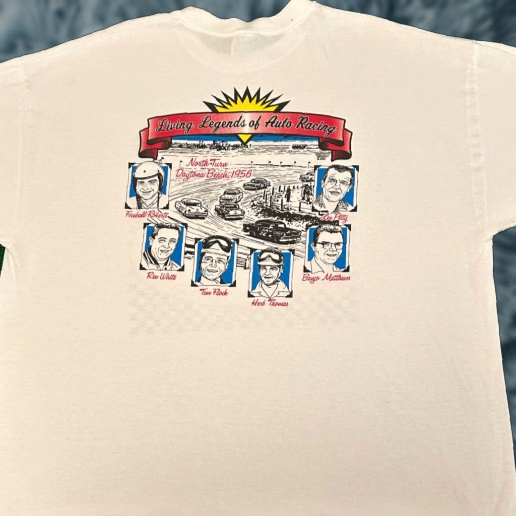 NASCAR VINTAGE 90s Daytona Beach Speedway Nascar Auto Racing Legends 2001 VTG Shirt XL White Mens Short Sleeve Size US XL / EU 56 / 4 - 1 Thumbnail