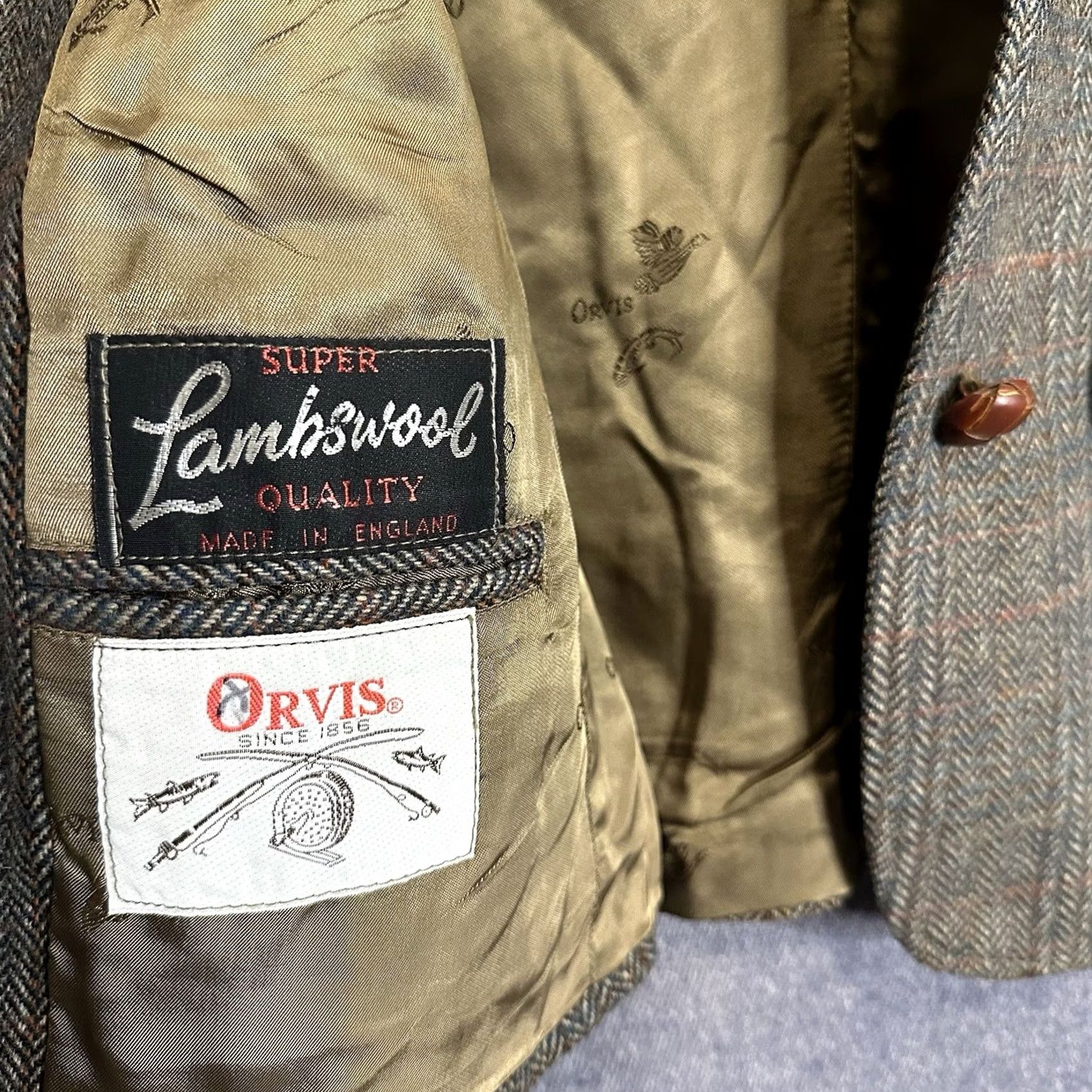 Orvis VINTAGE Orvis SportCoat Herringbone Wool Brown Mens S/M England 80s 70s Preppy Vintage Overcoat Size US S / EU 44-46 / 1 - 4 Thumbnail
