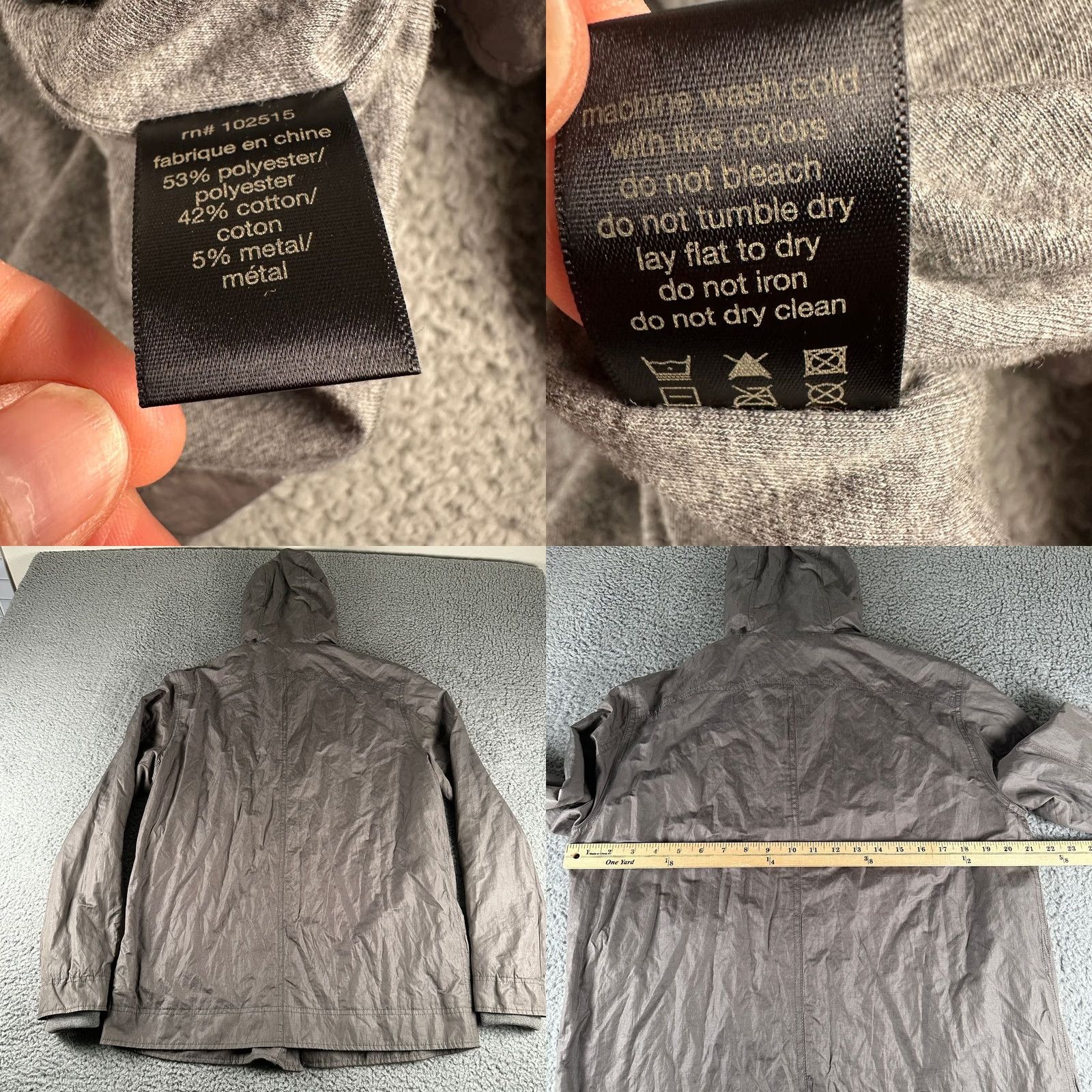 John Varvatos John Varvatos S Hooded Zip Front Lightweight Gray Casual Coat Lined Jacket Mens Size US S / EU 44-46 / 1 - 8 Thumbnail