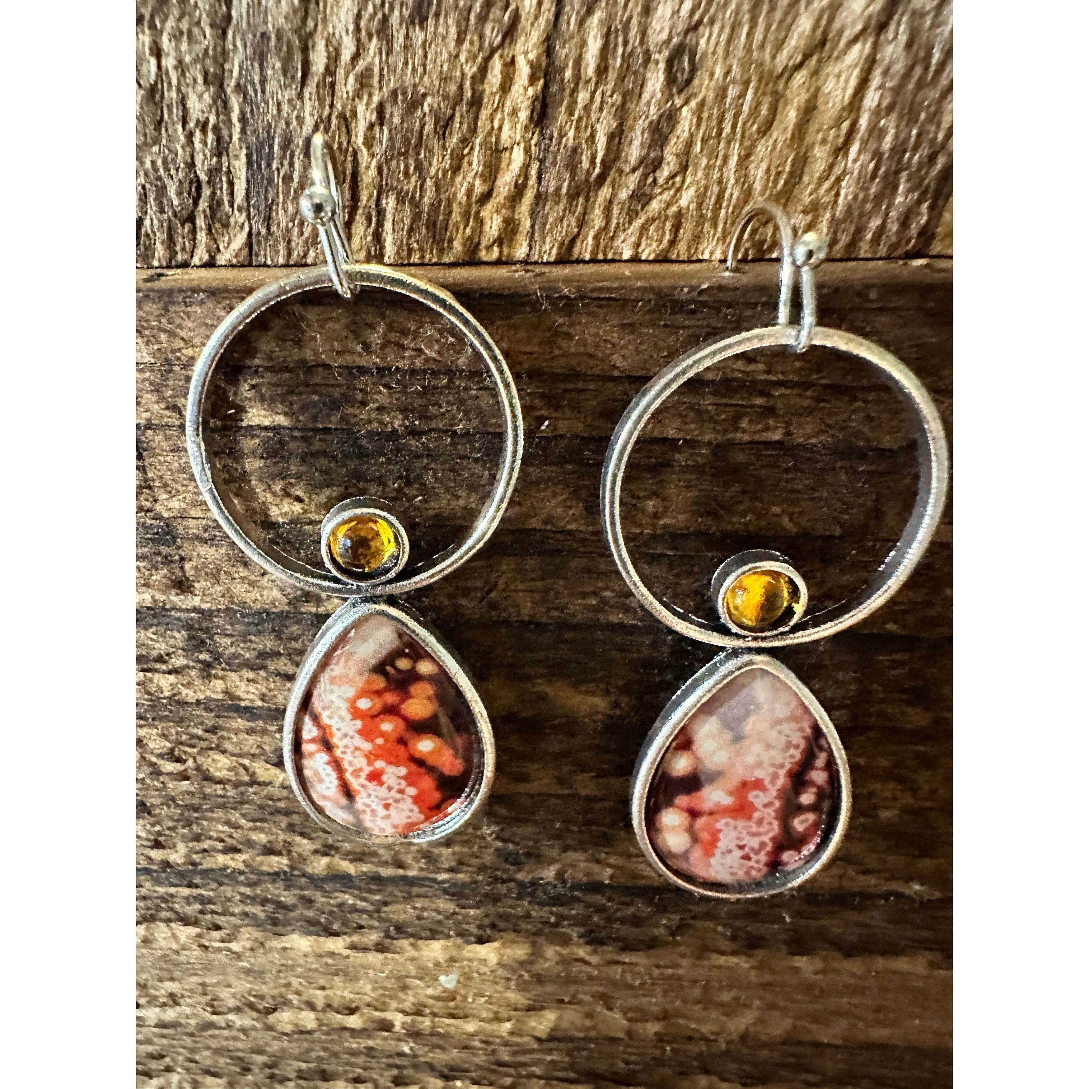 Other Boho Hippie Western Delicate Pink Floral Circle Silver Drop Size ONE SIZE - 2 Thumbnail