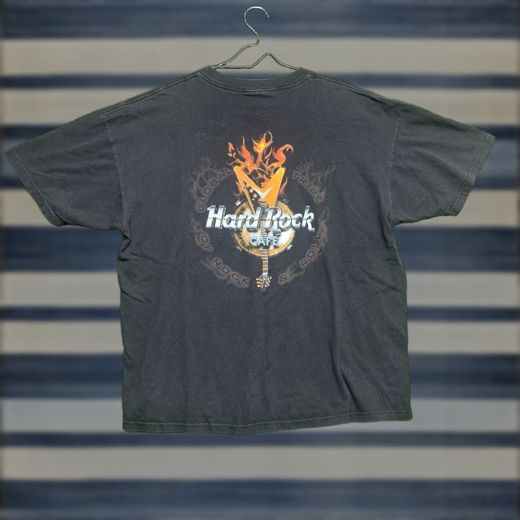 Hard Rock Cafe VINTAGE Hard Rock Cafe Shirt Mens XL Black Short Sleeve Flames Fire Guitar Music 90s y2k Size US XL / EU 56 / 4 - 1 Thumbnail
