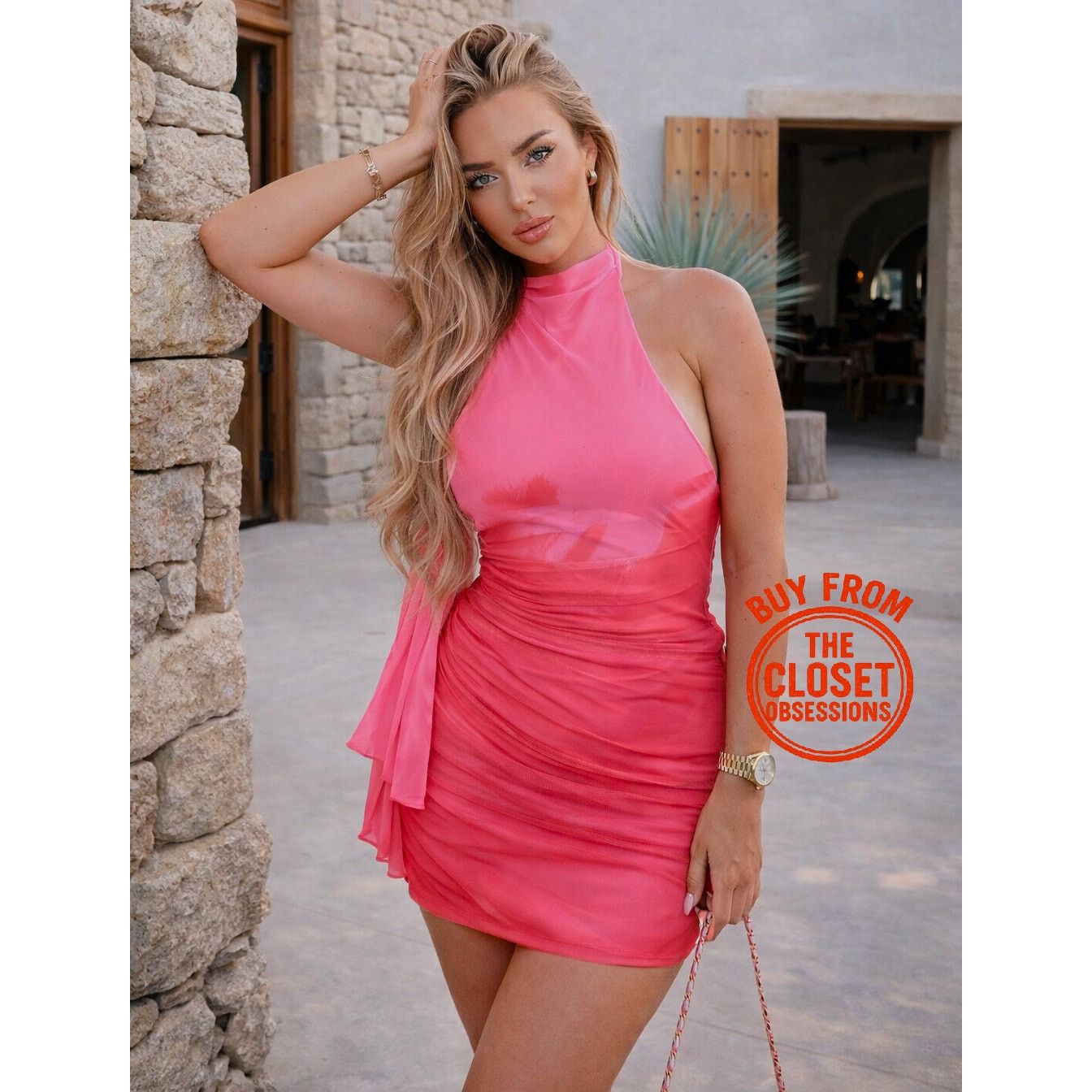 ZARA Blogger Fave Halter Neck Ruched Mini Dress