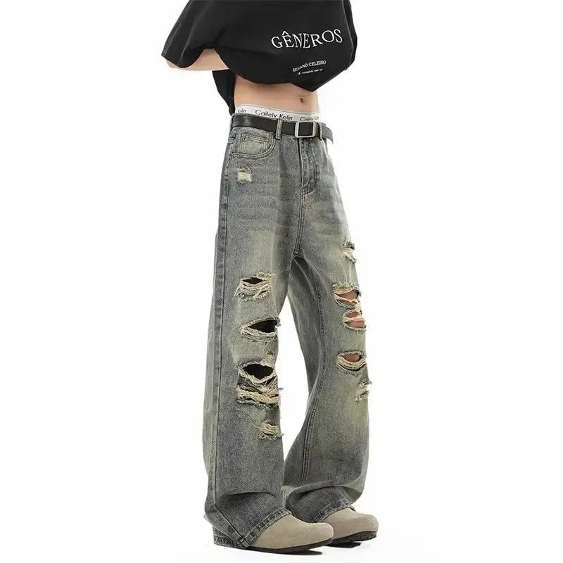 Japanese Brand Retro micro flared loose ripped jeans Size US 32 / EU 48 - 3 Thumbnail