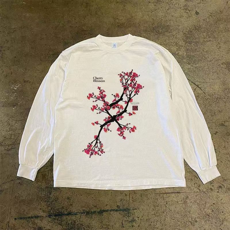 Japanese Brand White washed vintage blossom print long-sleeved t-shirt Size US M / EU 48-50 / 2 - 1 Thumbnail