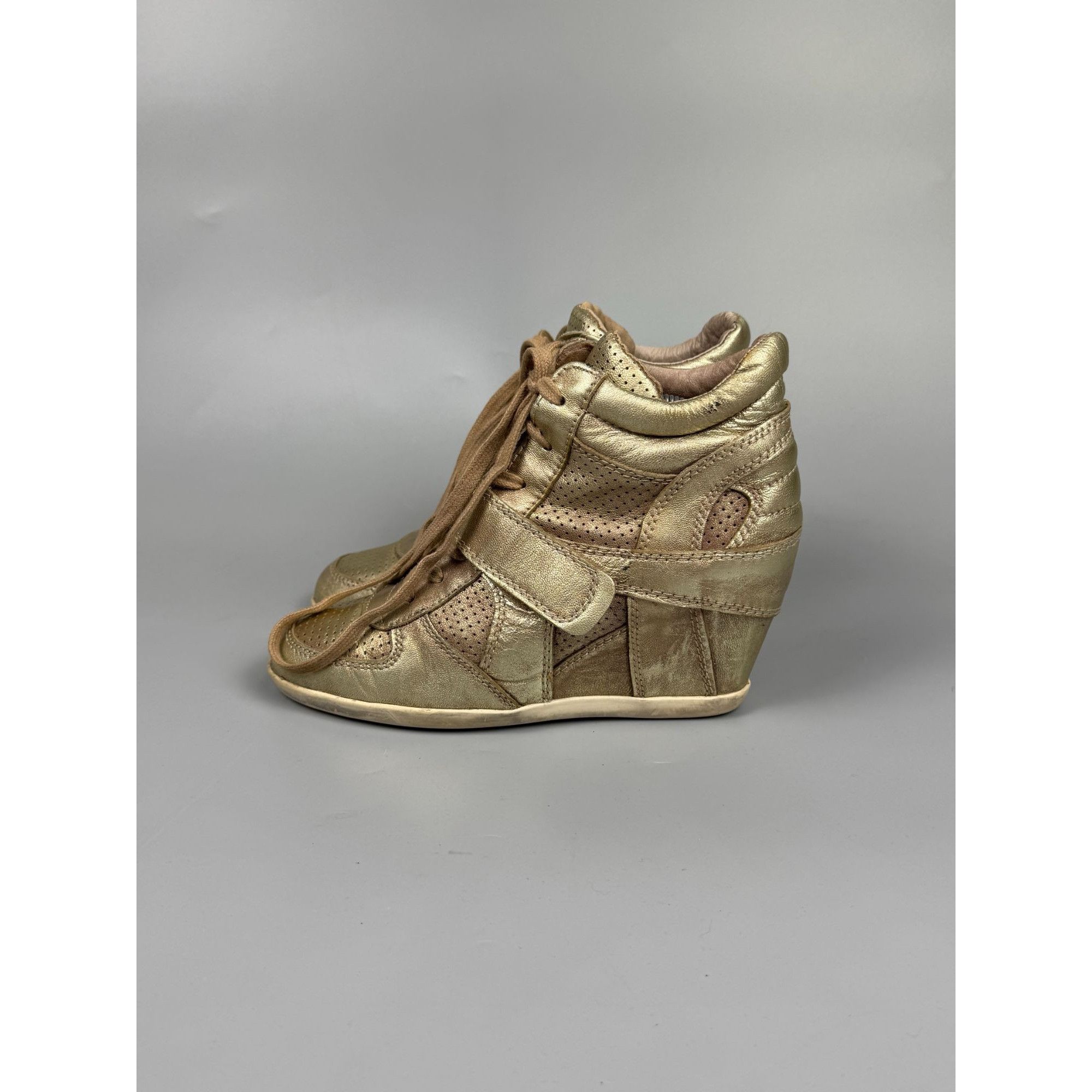 ASH ASH Bowie Hidden Wedge Gold Isabel Marant Type Sneakers Size US 8 / IT 38 - 4 Thumbnail