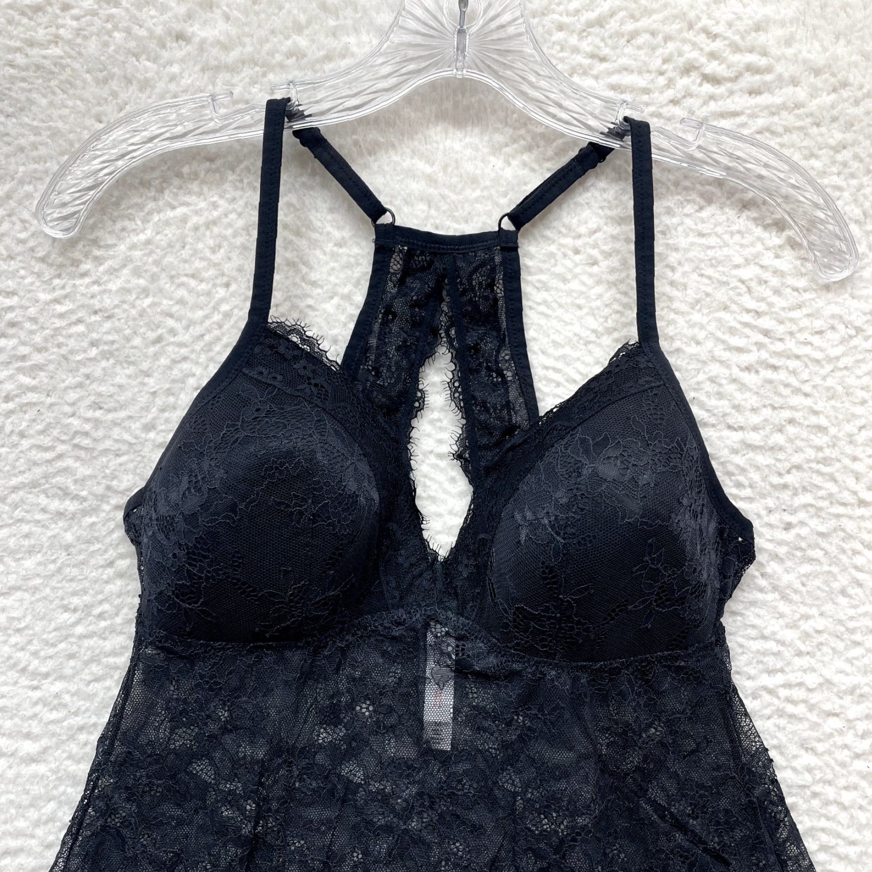 Vintage VINTAGE Gilligan & O'Malley Slip Dress Medium Black Sheer Lace Padded Cupped Chemise Size M / US 6-8 / IT 42-44 - 2 Thumbnail