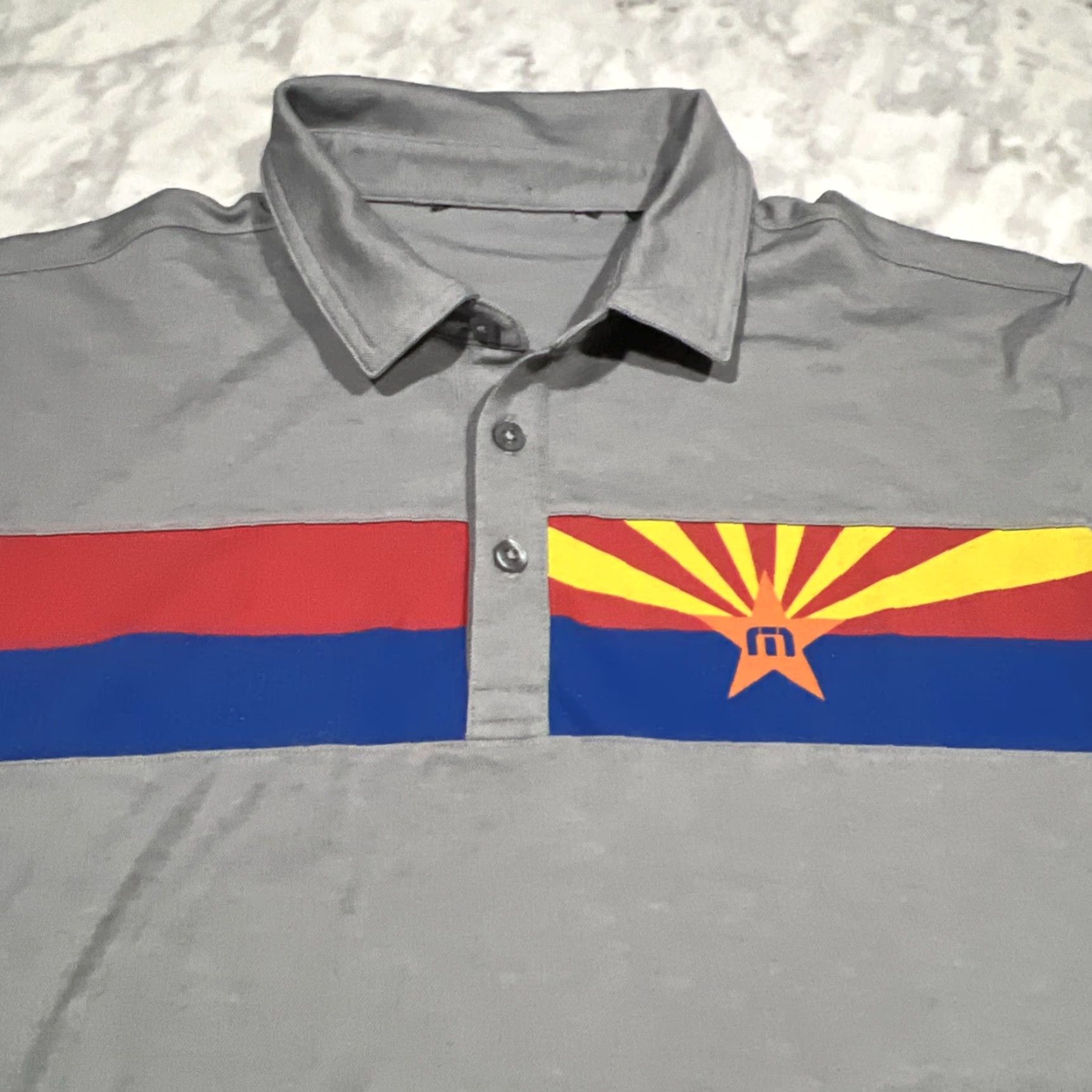 TravisMathew VINTAGE: No — Travis Mathew Polo Shirt Men’s Large Arizona Flag Gray Polyester Cotton Golf Size US L / EU 52-54 / 3 - 2 Thumbnail
