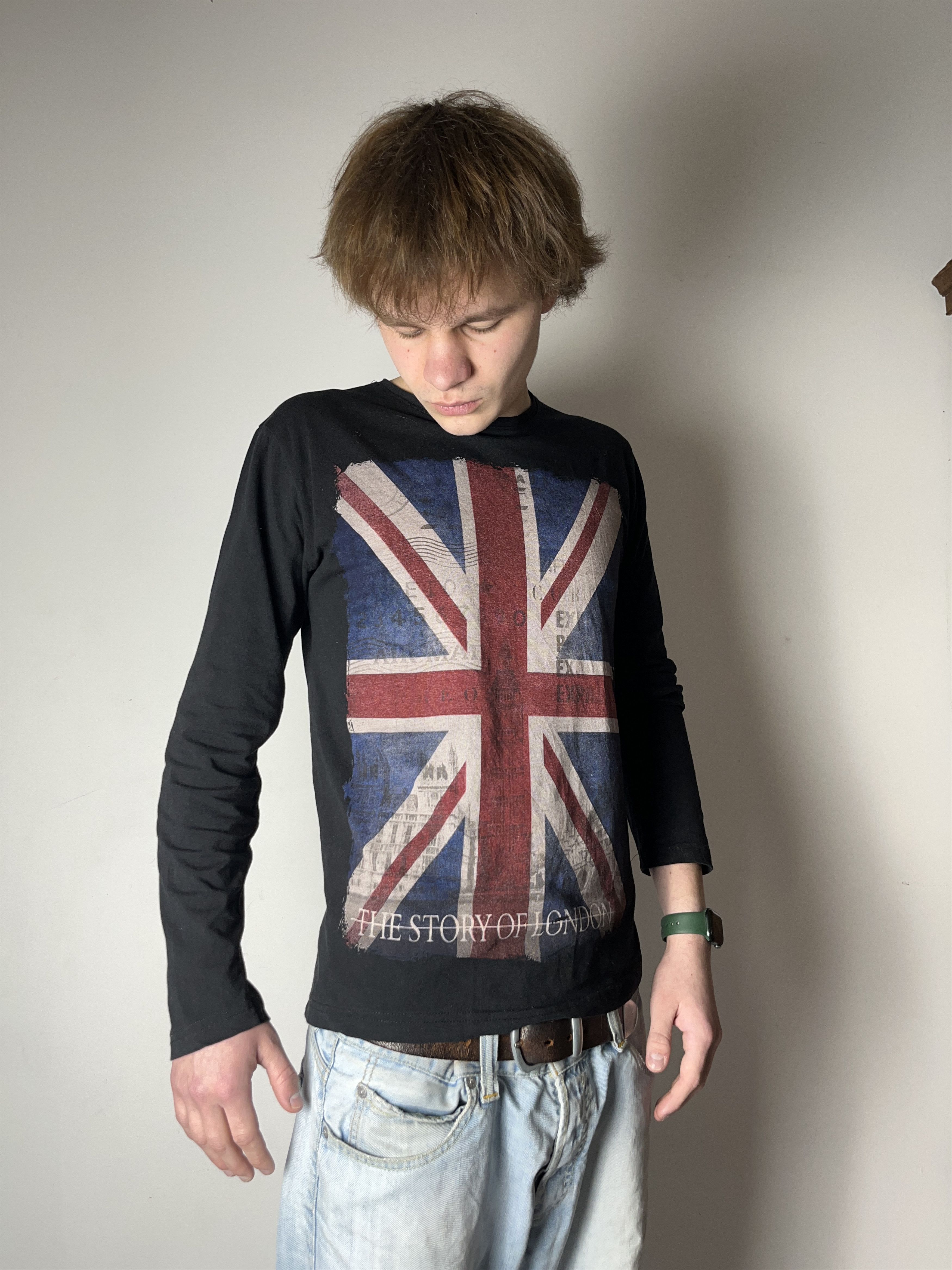 🔥00's British Flag John Galliano Vibe Vintage Slim T Shirt
