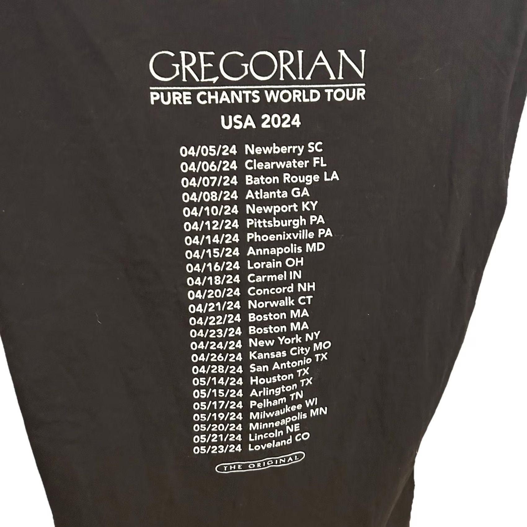 Vintage Gregorian Pure Chants World Tour USA 2024 Men's XL Black Short Sleeve Graphic Tee Size US XL / EU 56 / 4 - 5 Thumbnail