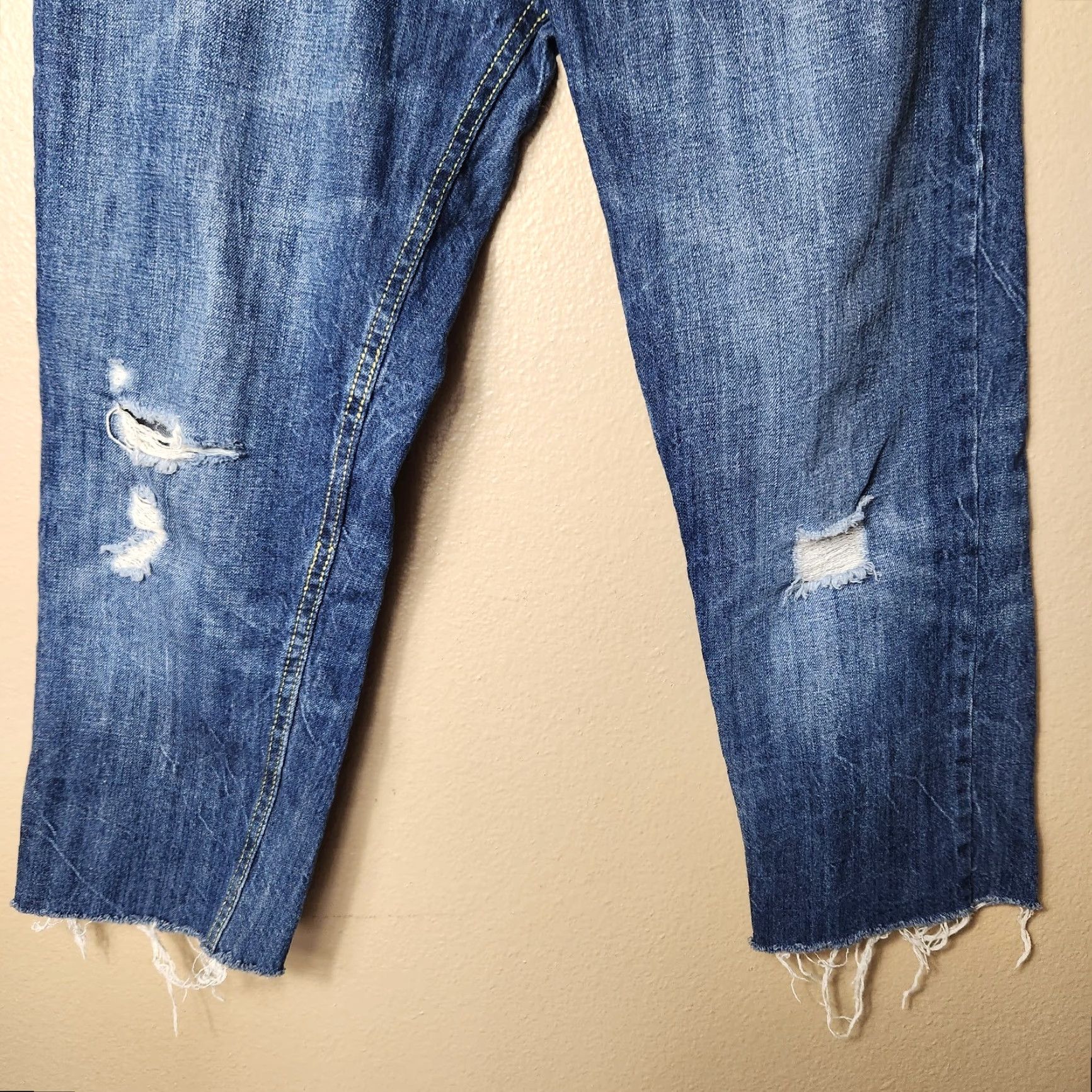 Levi's Levi's 502 Cropped Jeans - Women's Denim Jeans, Mid Rise, Tapered, Blue, 29, Distressed, Pockets, Stretch, Regular Size 29" - 2 Thumbnail