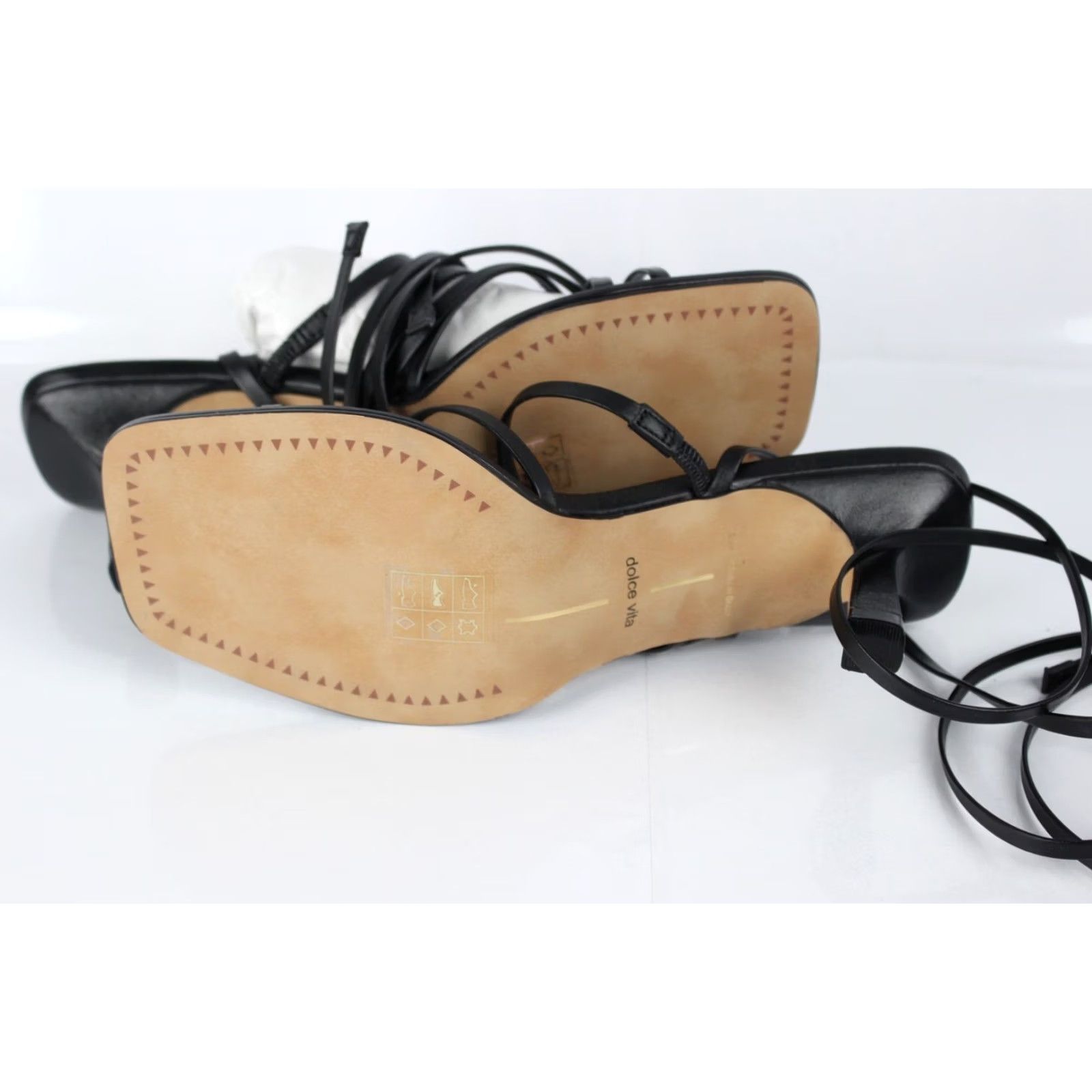 Dolce Vita Dolce Vita Women's Malabo Ankle Wrap Sandal Heels 8 Black Leather Size US 8 / IT 38 - 5 Thumbnail