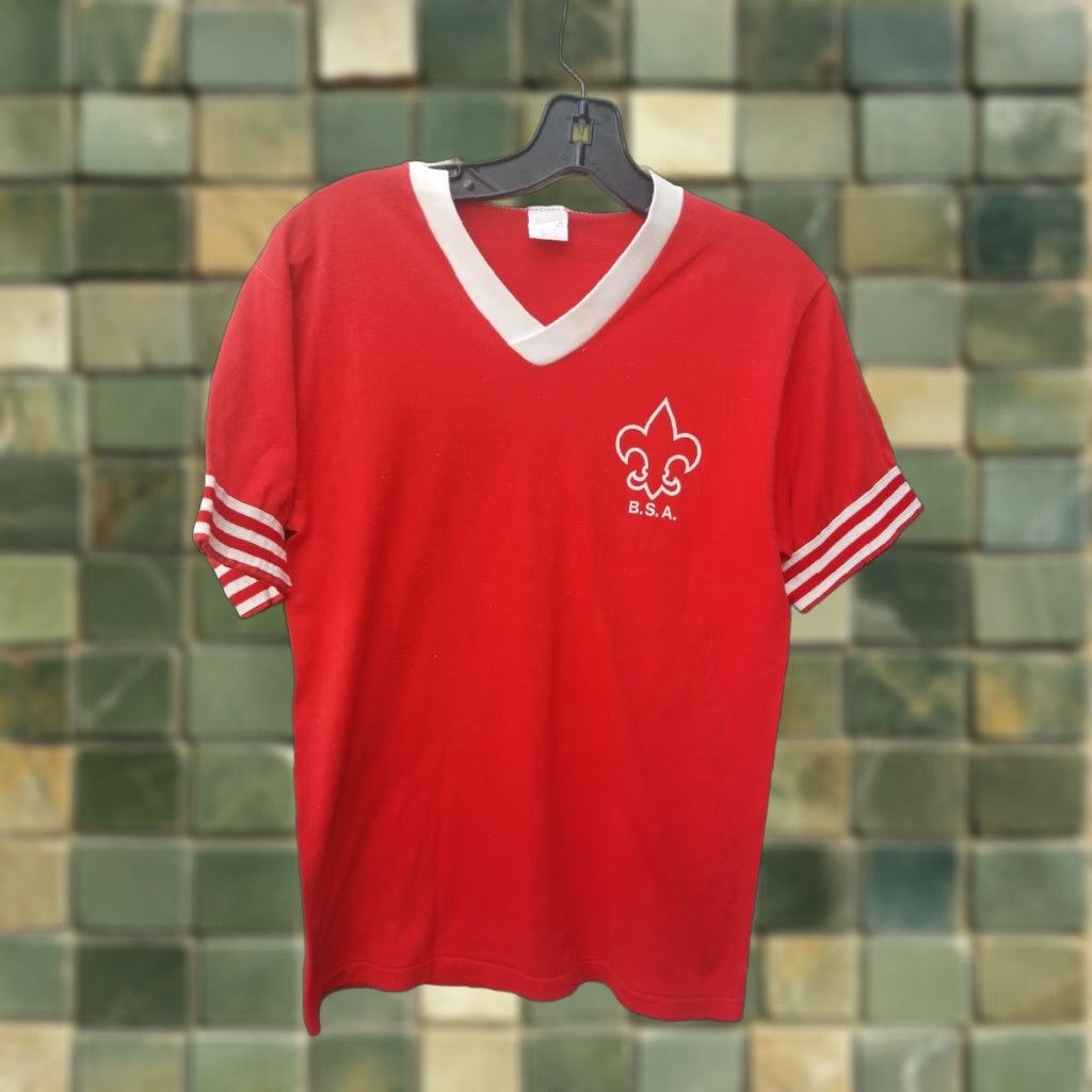 Vintage VINTAGE BSA BOYS SCOUTS AMERICA ATHLETIC RINGER Shirt M White Unisex Adult 80s Decade Short Sleeve Cotton Blend Size M Size US M / EU 48-50 / 2 - 1 Thumbnail