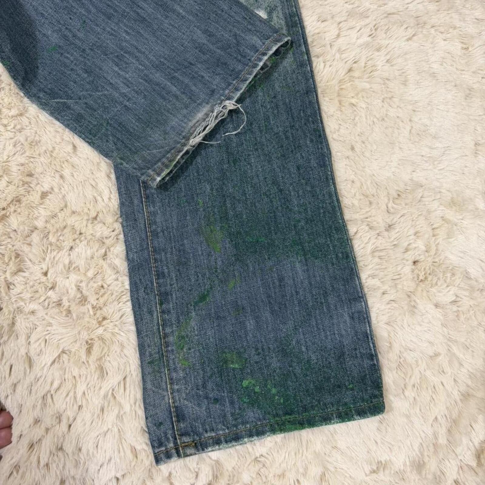 Other Y2K Style Kesson blue jeans with green paint splatter Size US 32 / EU 48 - 8 Thumbnail