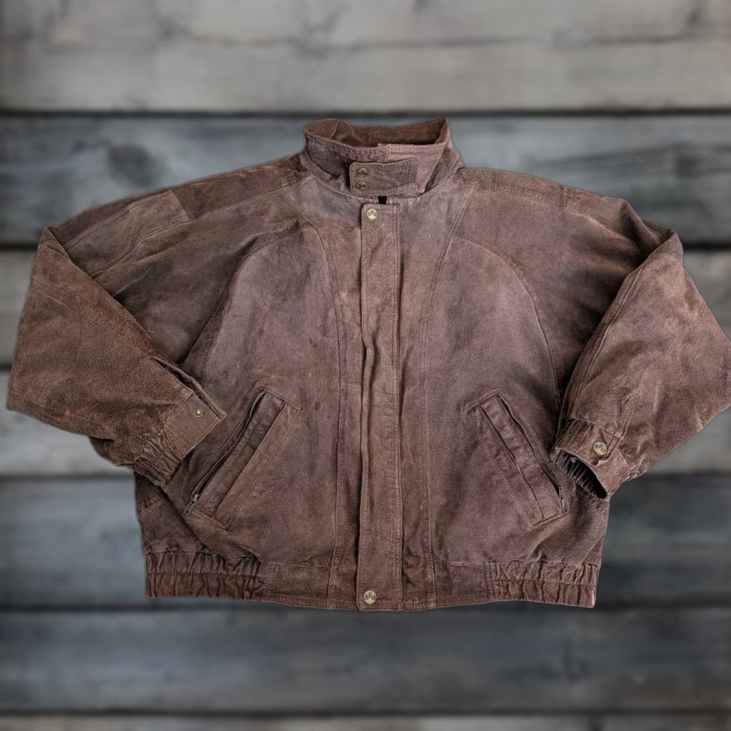 Vintage VINTAGE Flight Bomber Jacket Mens 2XL Brown Suede Leather Pockets Seasonal Fall Winter 80s 90s Classic Jacket Size US XXL / EU 58 / 5 - 1 Thumbnail