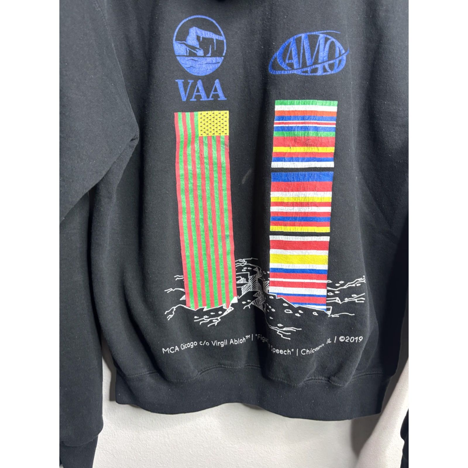 Champion Champion Hoodie Mens M Black MCA Chicago Virgil Abloh Figures Of Speech Hoodie Pullover Graphic Print Embroidered Logo C Patch Mens Size US M / EU 48-50 / 2 - 6 Thumbnail