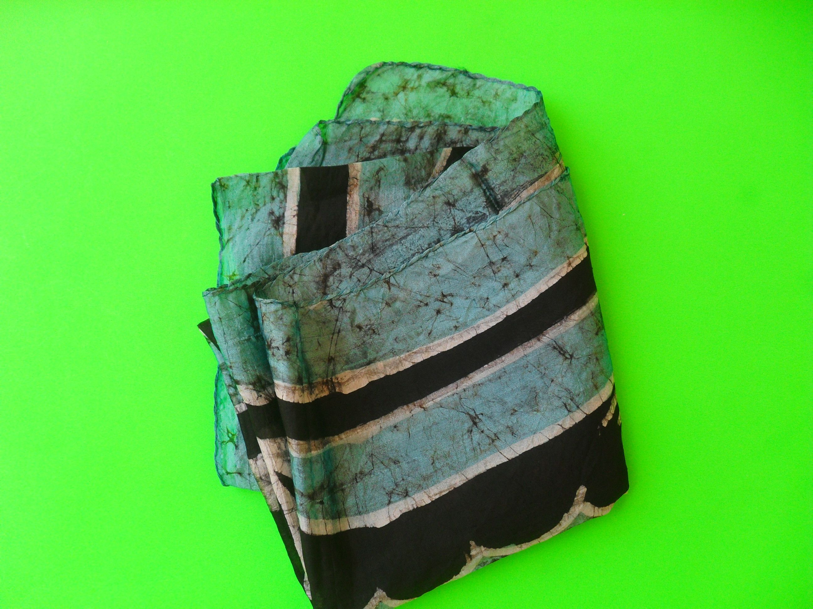 Other 100% Silk scarf, handmade on the theme of Plastic Art. Size ONE SIZE - 5 Thumbnail