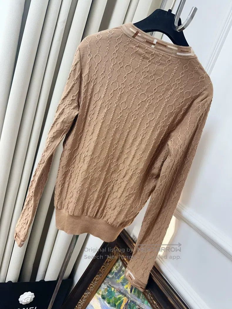 Hermes Hermes Brown Lock Chain Dark Pattern Texture Long Sleeve T Size XS / US 0-2 / IT 36-38 - 2 Thumbnail